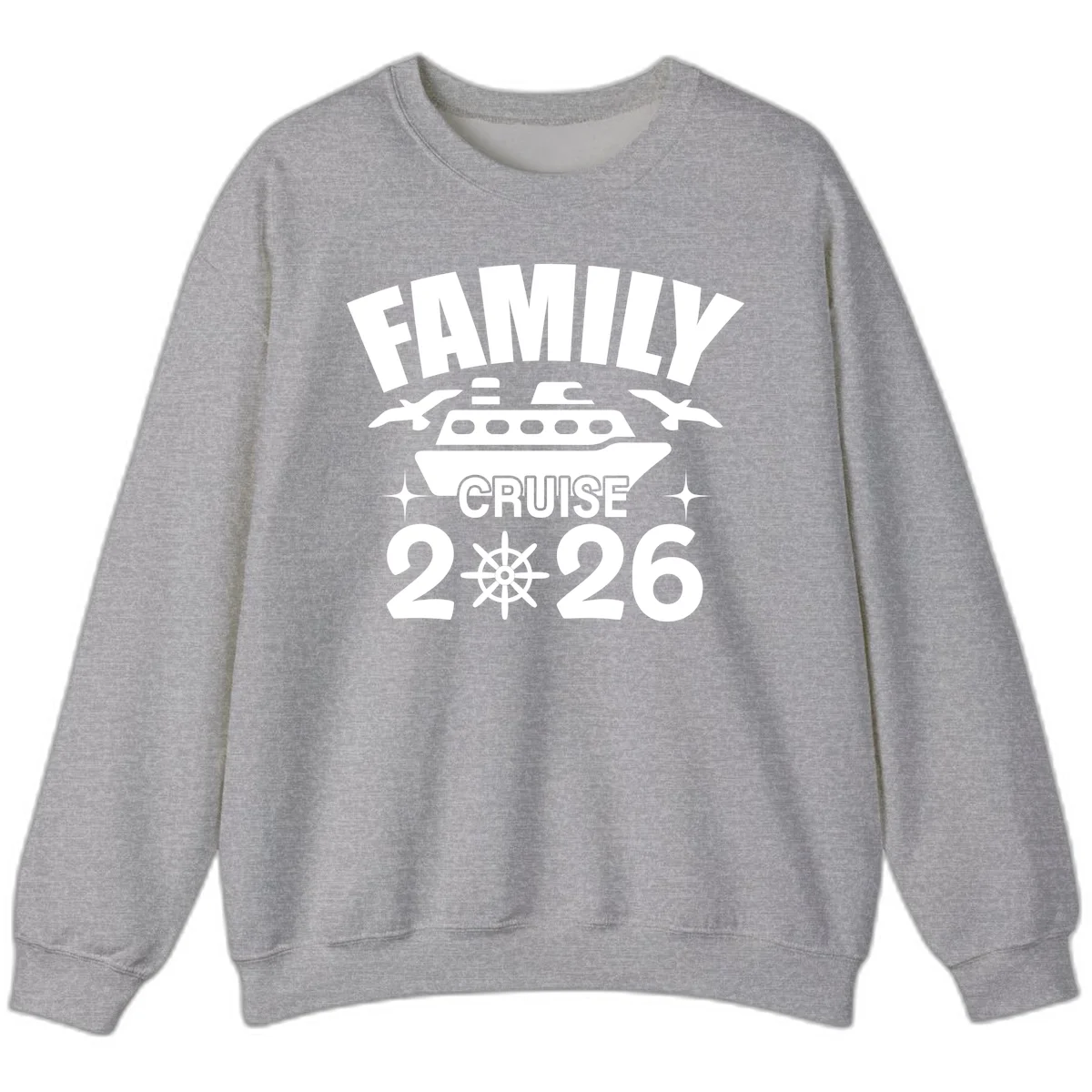 Family Cruise 2026 Matching Vacation Sweatshirt in Sport Grey