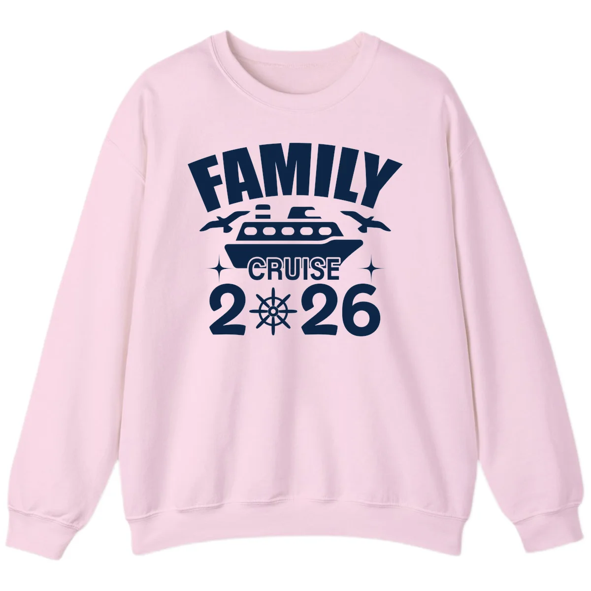 Family Cruise 2026 Matching Vacation Sweatshirt in Light Pink