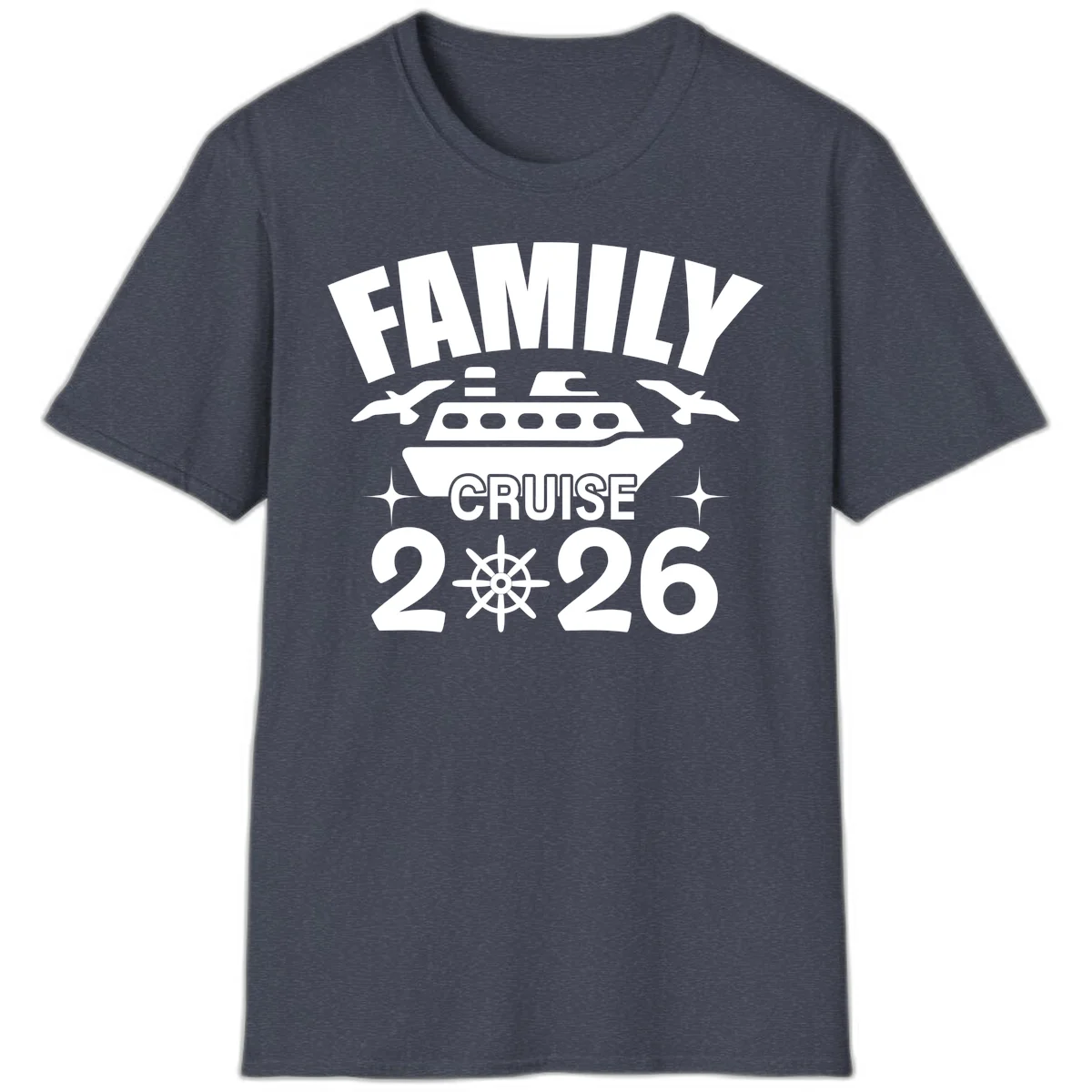 Family Cruise 2026 Matching Vacation T-Shirt in Heather Navy