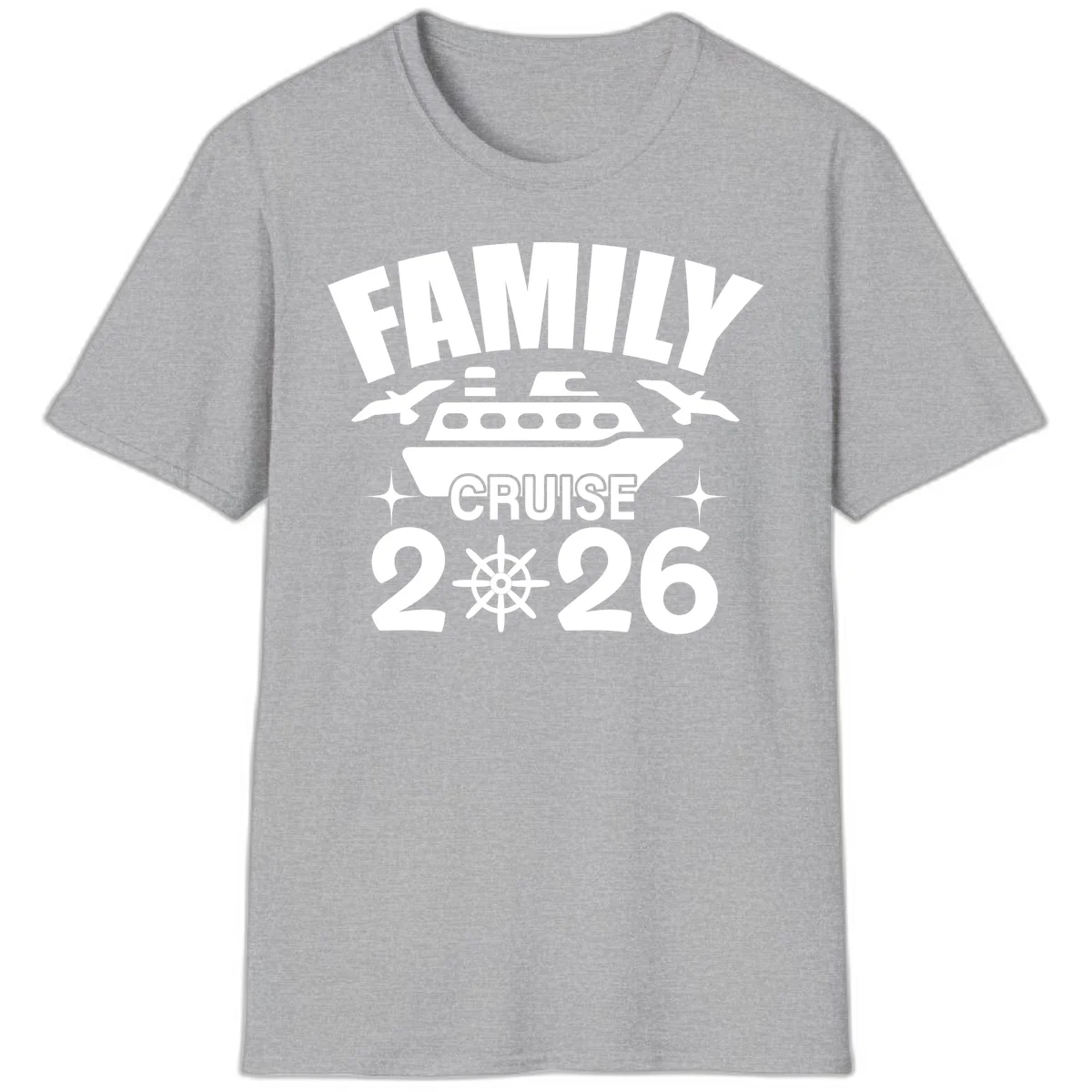 Family Cruise 2026 Matching Vacation T-Shirt in Sport Grey