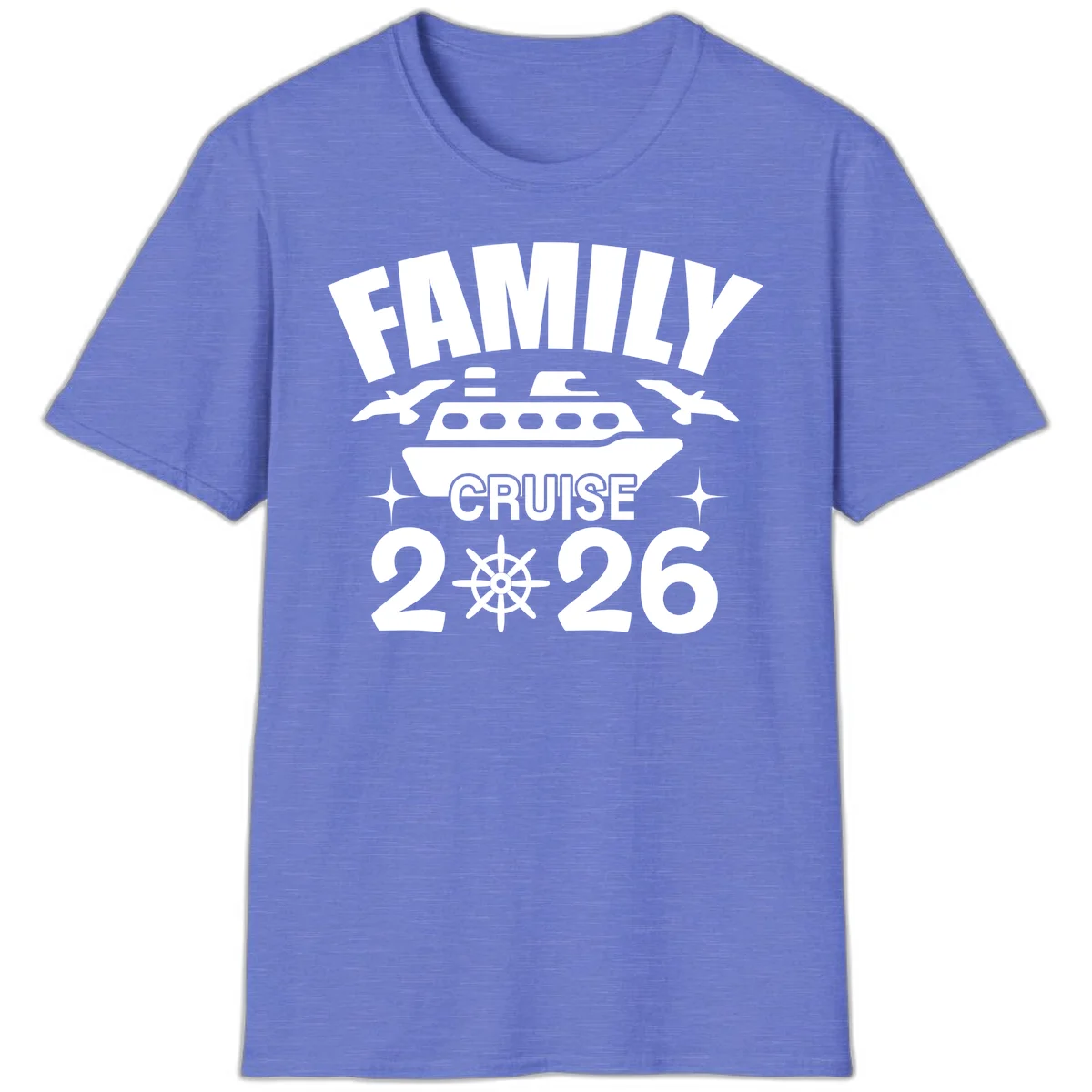 Family Cruise 2026 Matching Vacation T-Shirt in Heather Royal