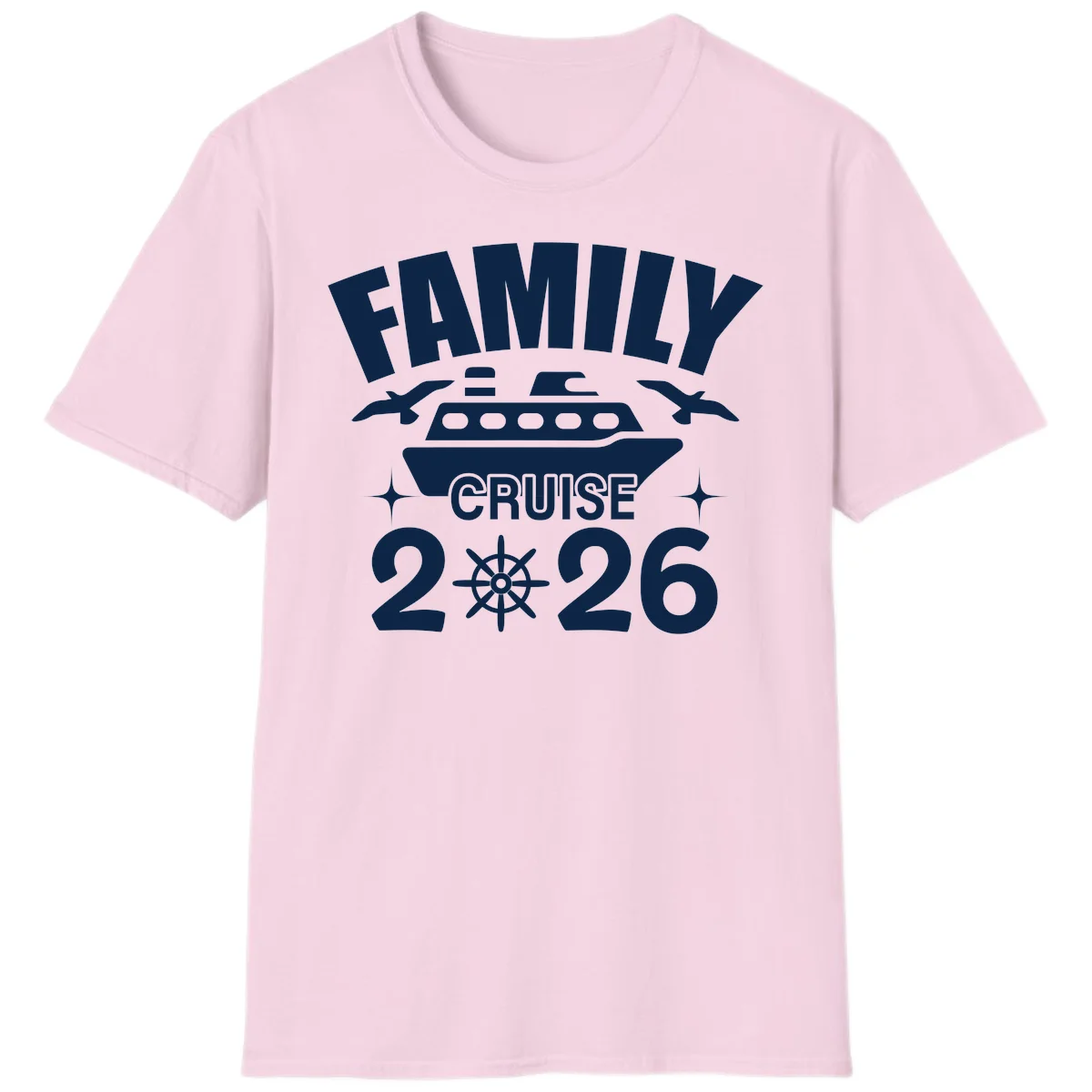 Family Cruise 2026 Matching Vacation T-Shirt in Light Pink