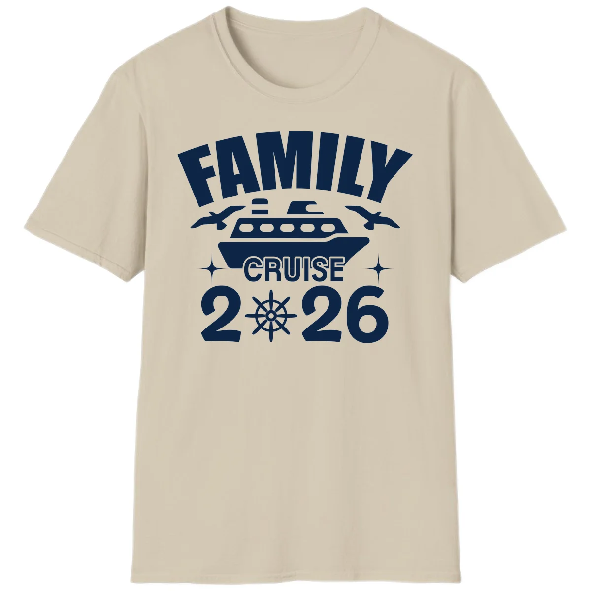 Family Cruise 2026 Matching Vacation T-Shirt in Sand