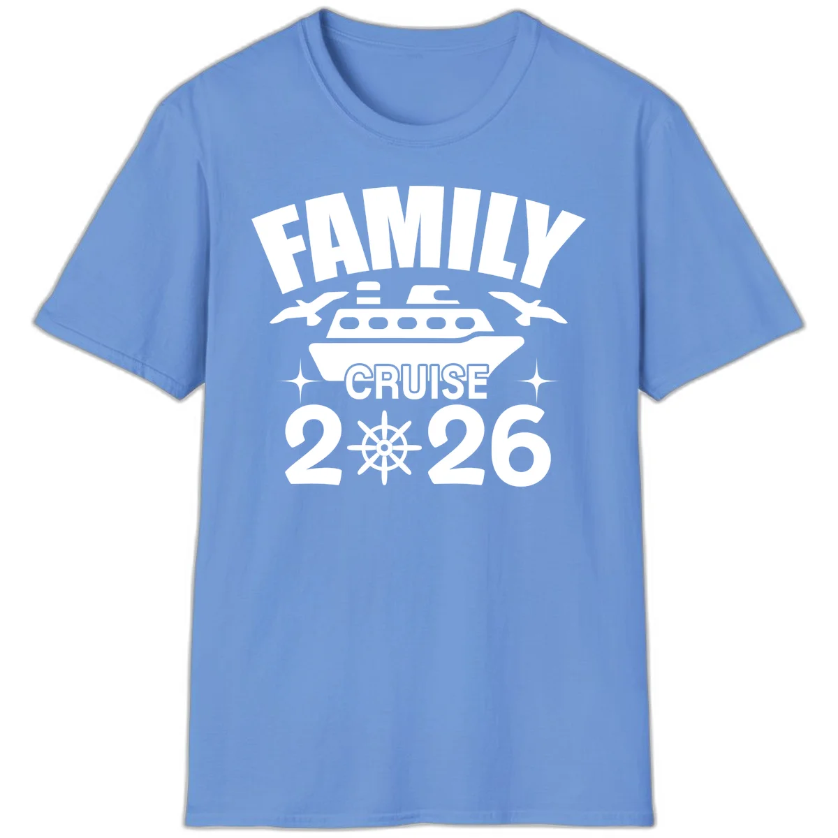 Family Cruise 2026 Matching Vacation T-Shirt in Carolina Blue