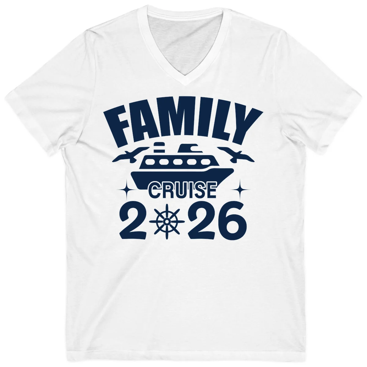 Family Cruise 2026 Group Vacation V-Neck T-Shirt in White