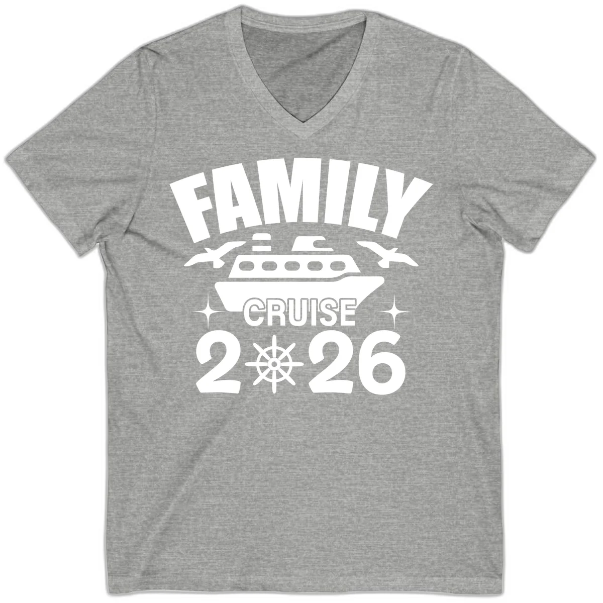 Family Cruise 2026 Group Vacation V-Neck T-Shirt in Athletic Heather
