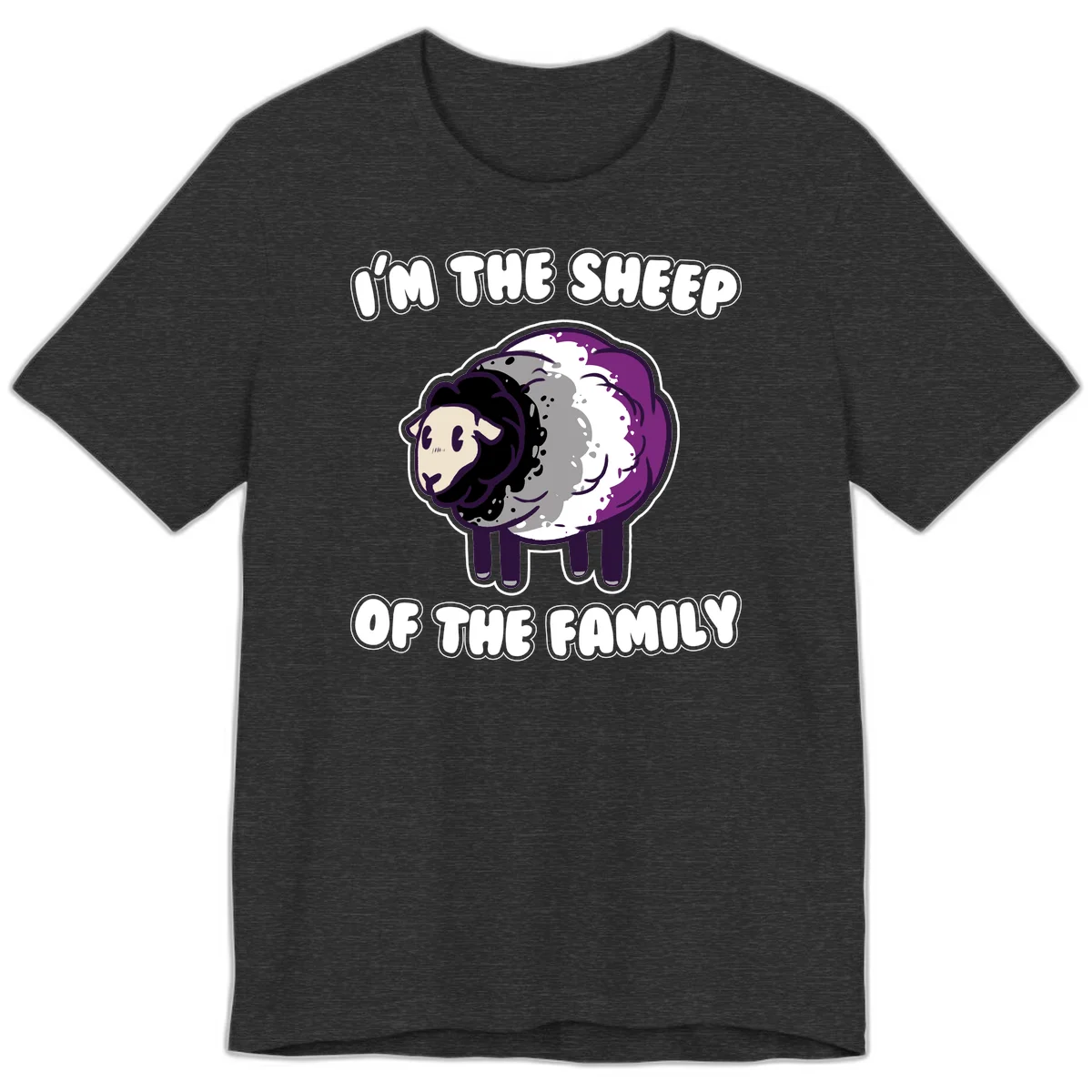 Cartoon purple and white sheep with text 'I'm the sheep of the family' - humorous family dynamic design in Dark Grey Heather