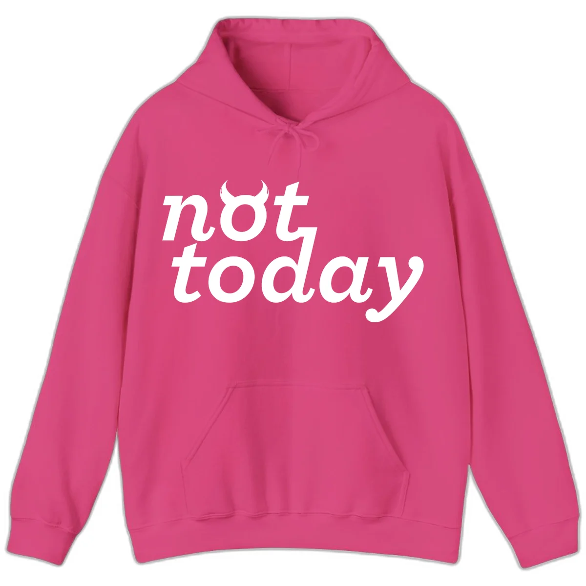 White text reading 'not toddaly' with devil horns above on gray background, playful typography design in Heliconia