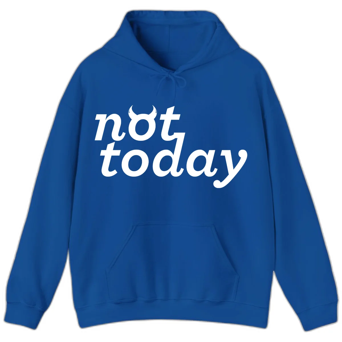 White text reading 'not toddaly' with devil horns above on gray background, playful typography design in Royal