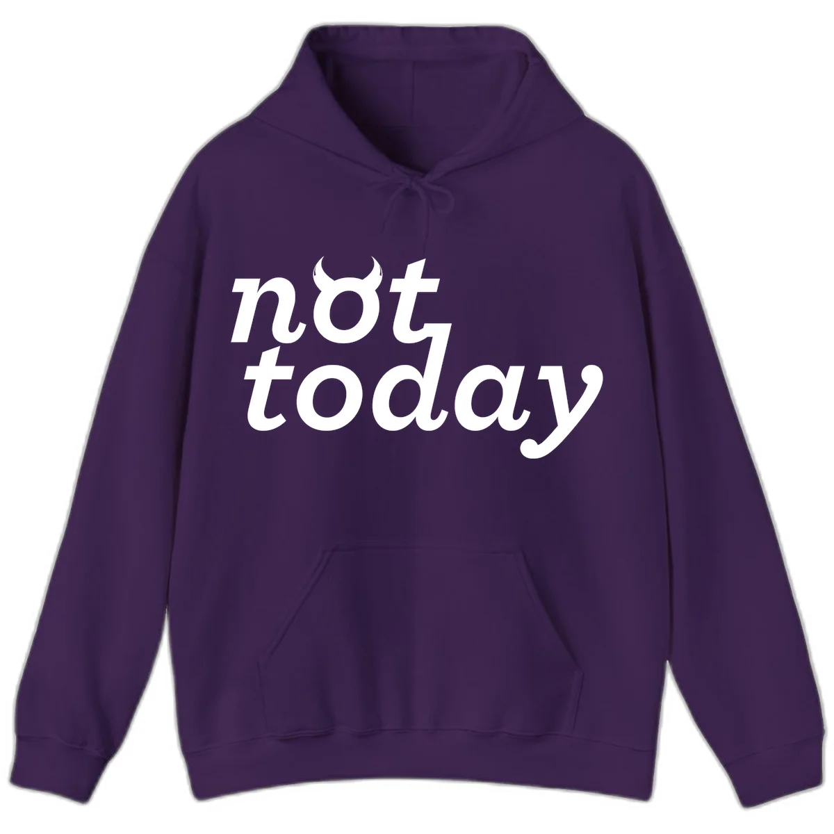 White text reading 'not toddaly' with devil horns above on gray background, playful typography design in Purple