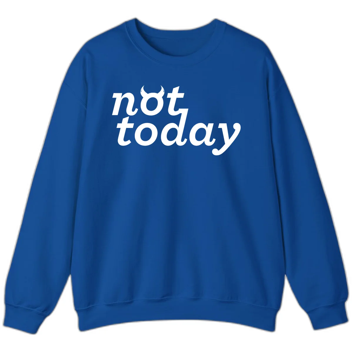 White text reading 'not toddaly' with devil horns above on gray background, playful typography design in Royal