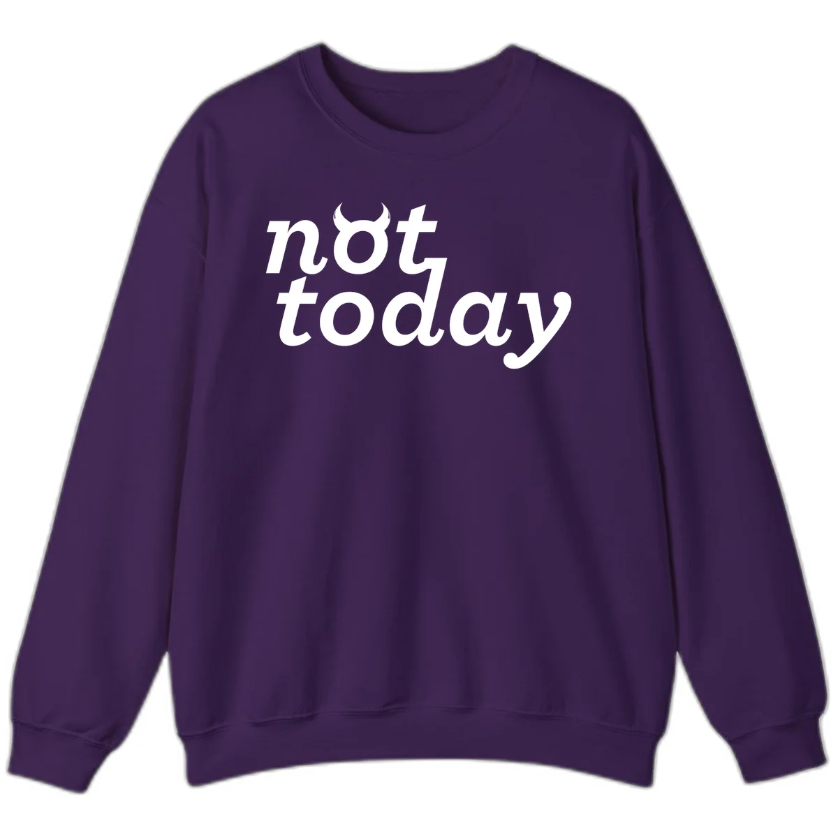 White text reading 'not toddaly' with devil horns above on gray background, playful typography design in Purple