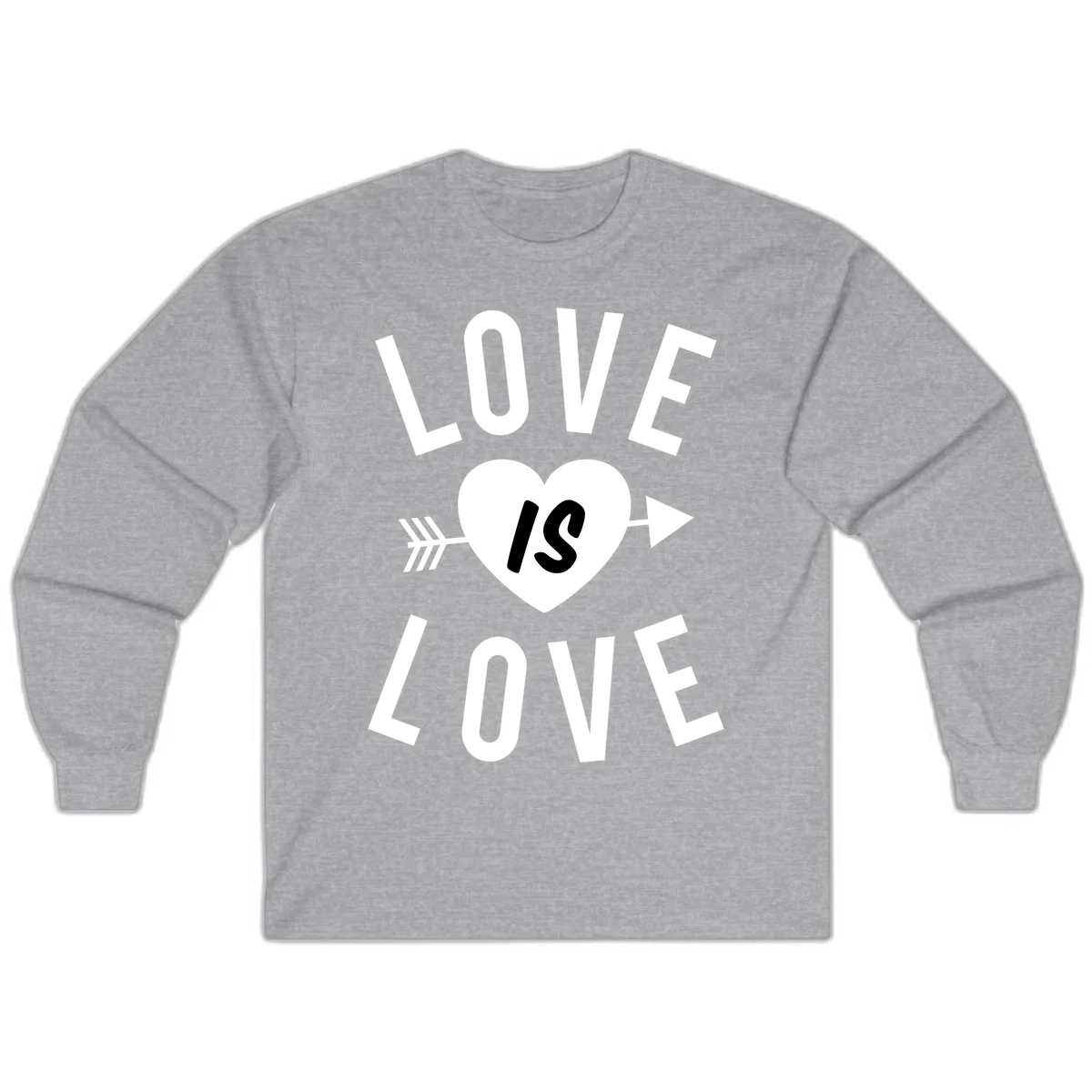 Love is love arrow heart design with white text and heart pierced by arrow on gray background in Sport Grey
