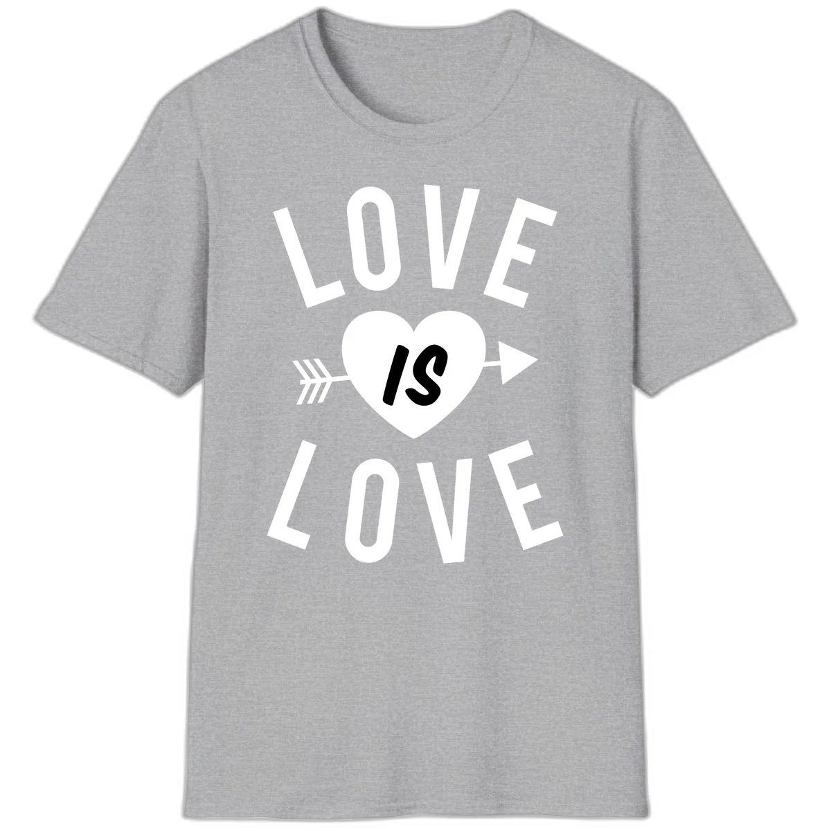 Love is love arrow heart design with white text and heart pierced by arrow on gray background in Sport Grey