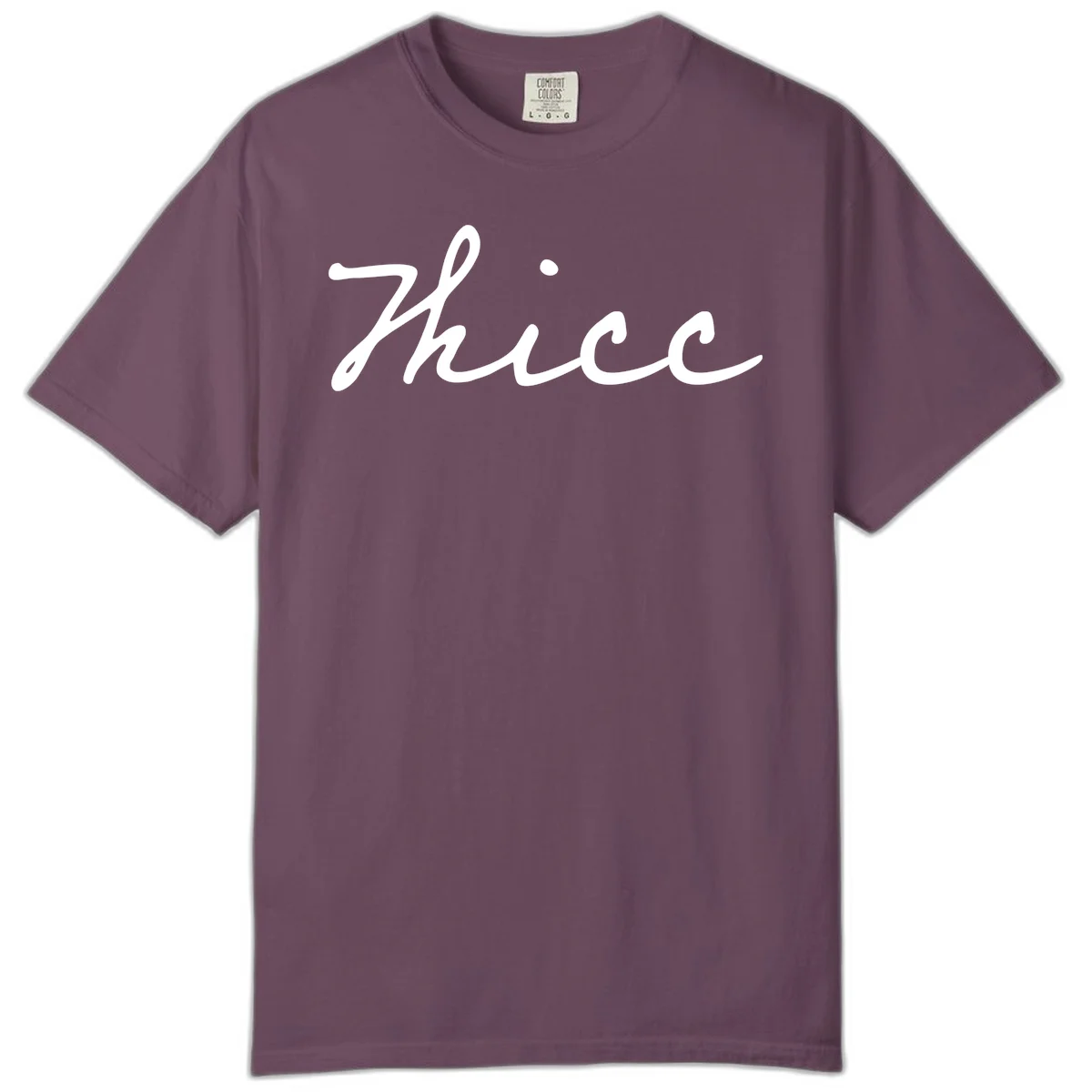White cursive script spelling 'thee' with decorative dot on gray background in Berry