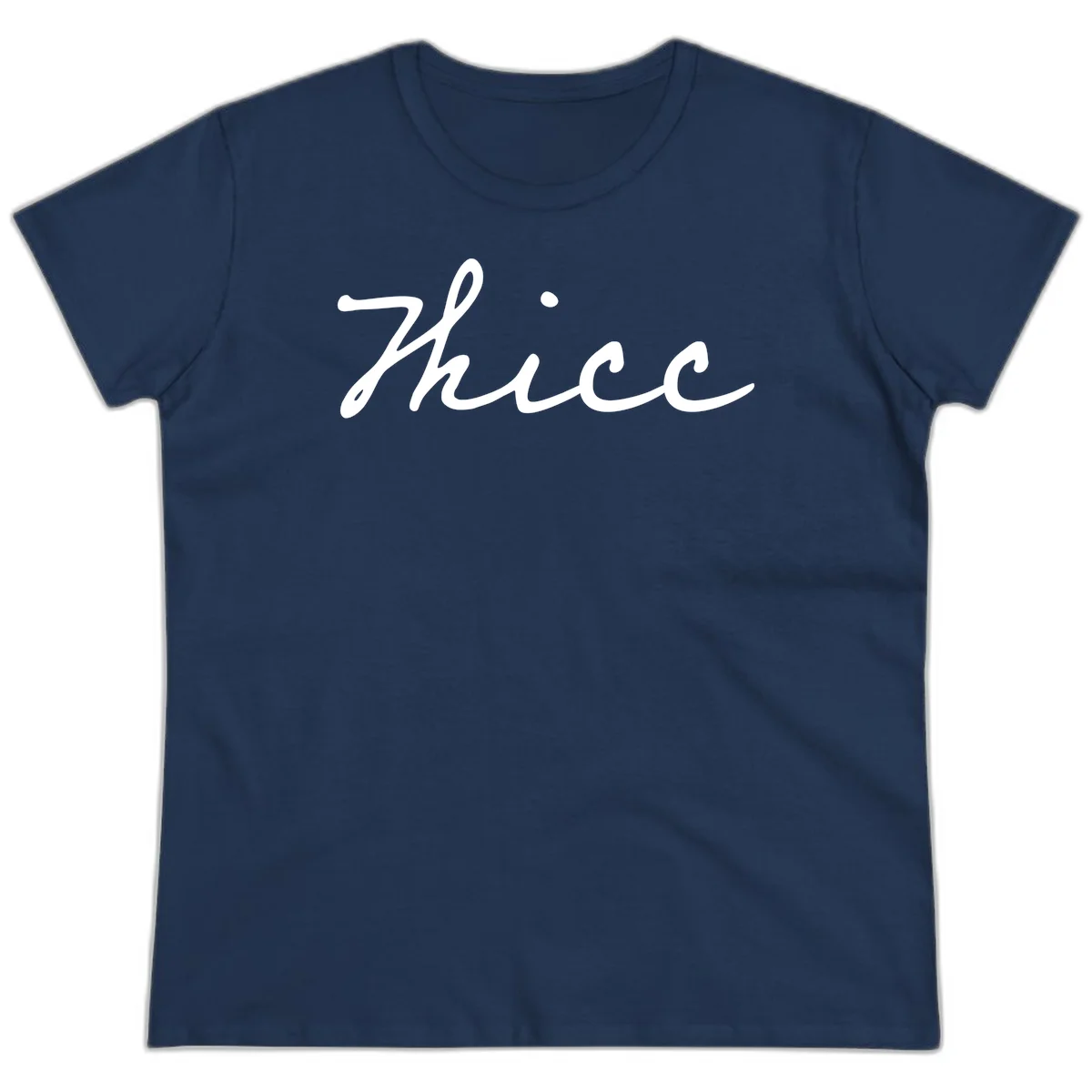 White cursive script spelling 'thee' with decorative dot on gray background in Navy
