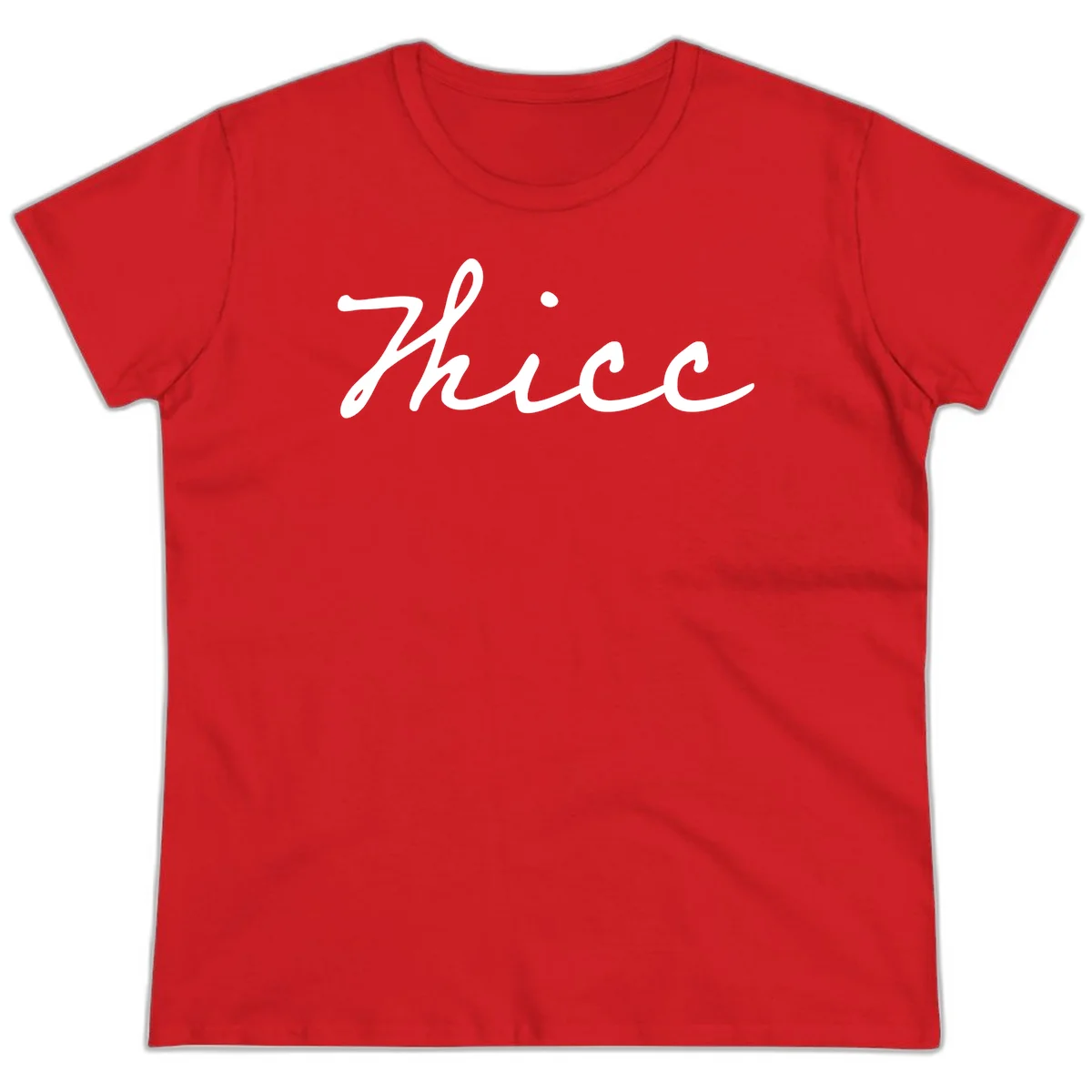 White cursive script spelling 'thee' with decorative dot on gray background in Red