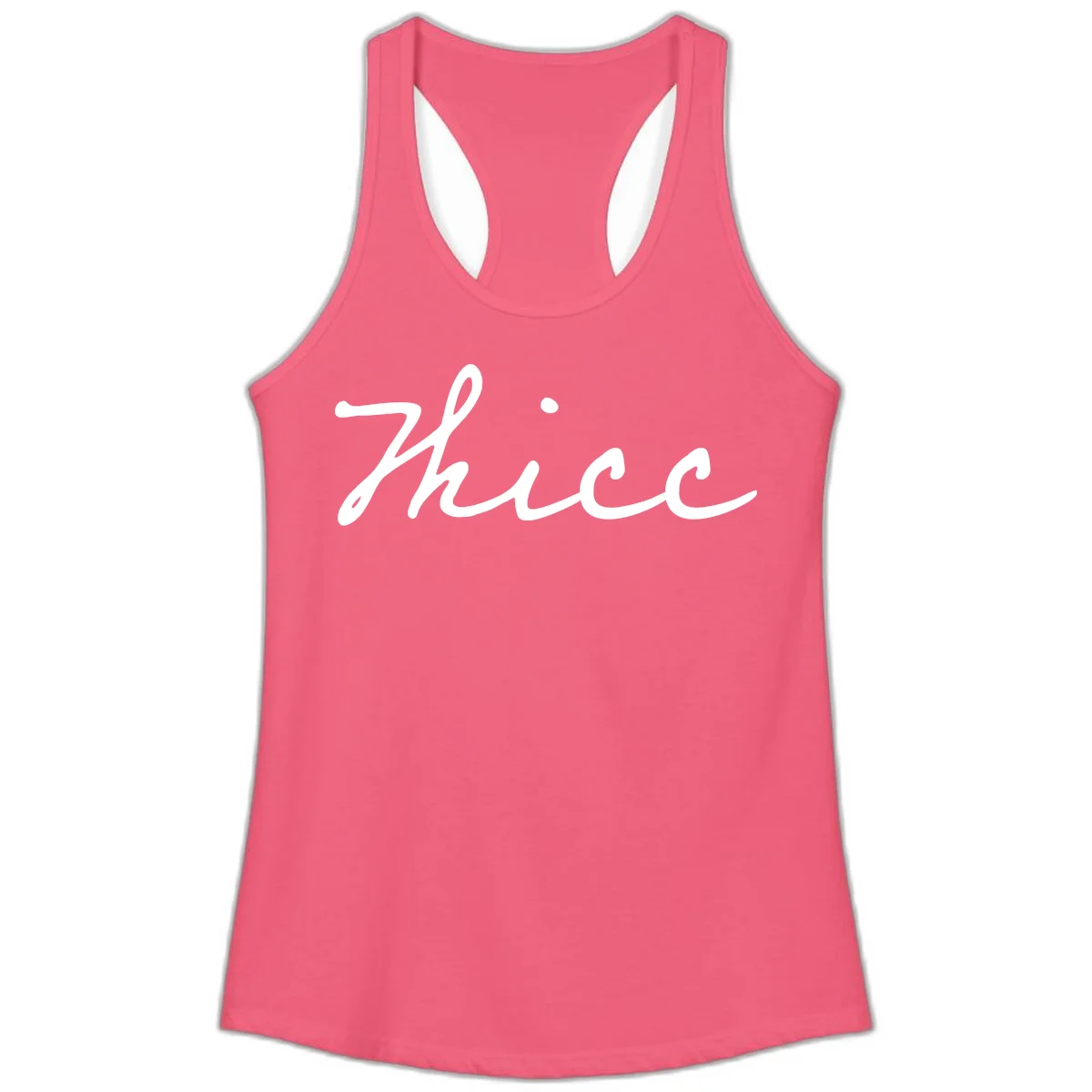 White cursive script spelling 'thee' with decorative dot on gray background in Hot Pink