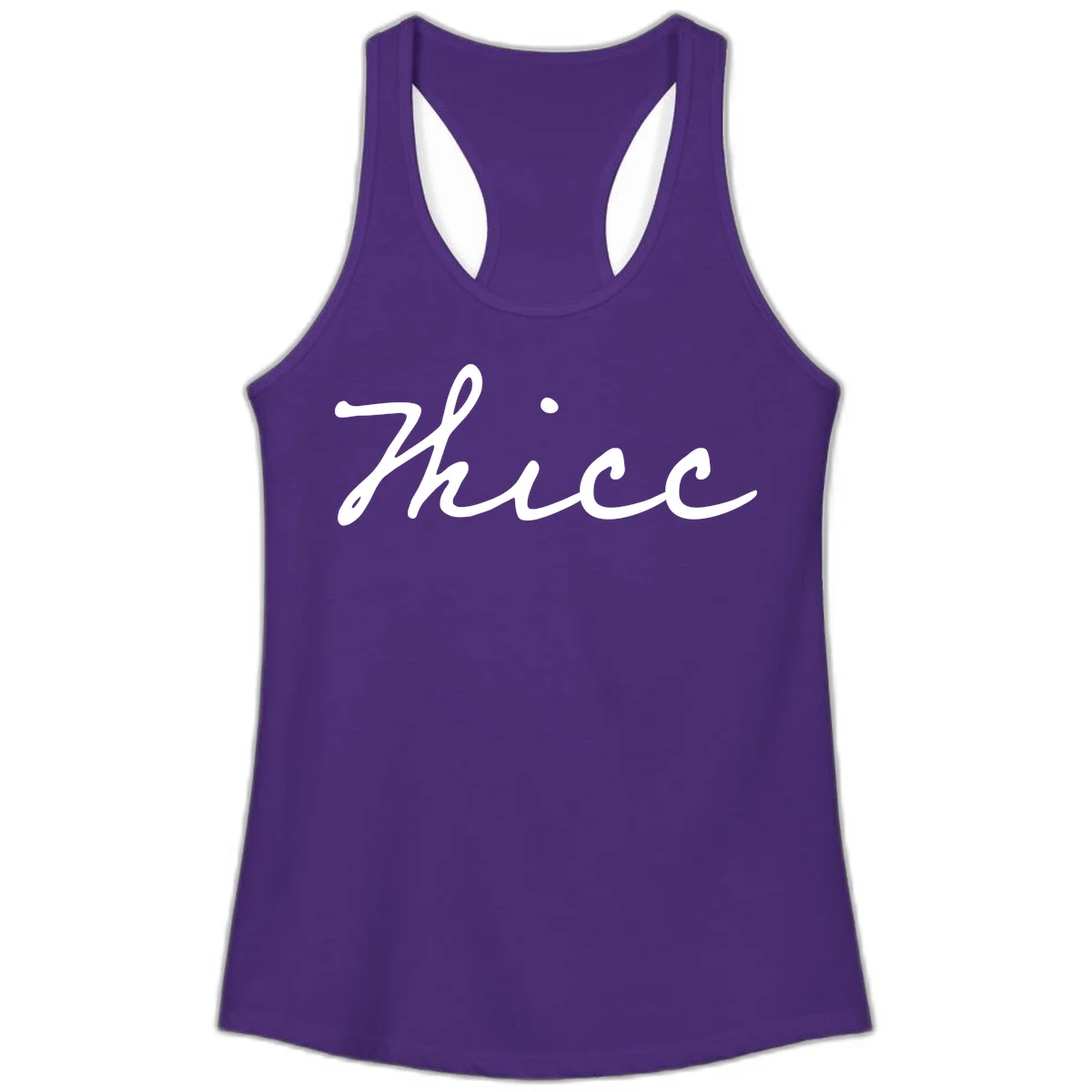 White cursive script spelling 'thee' with decorative dot on gray background in Solid Purple Rush