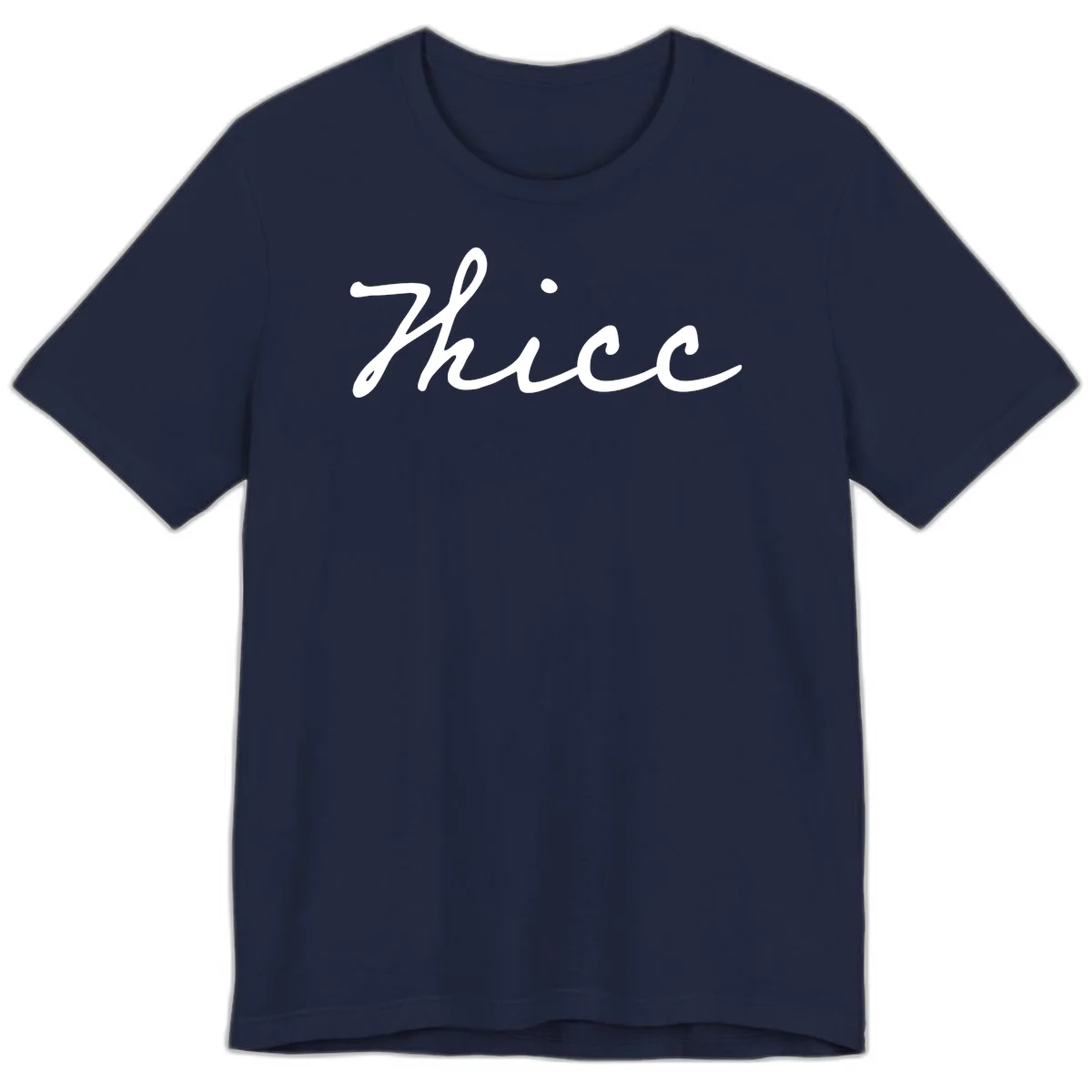 White cursive script spelling 'thee' with decorative dot on gray background in Navy