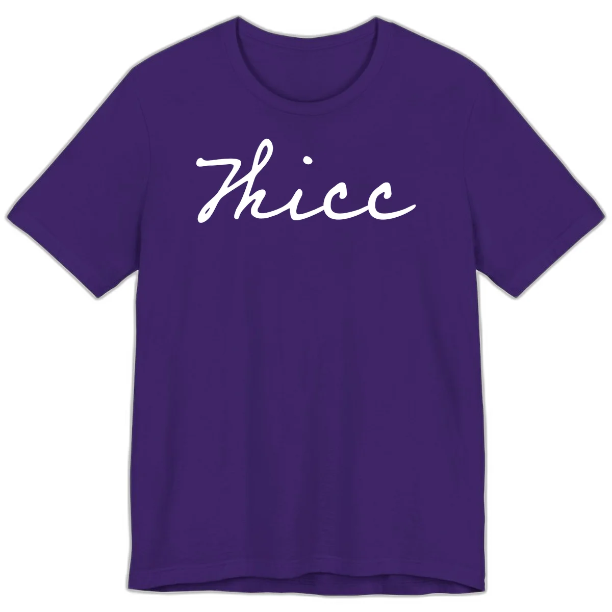 White cursive script spelling 'thee' with decorative dot on gray background in Team Purple