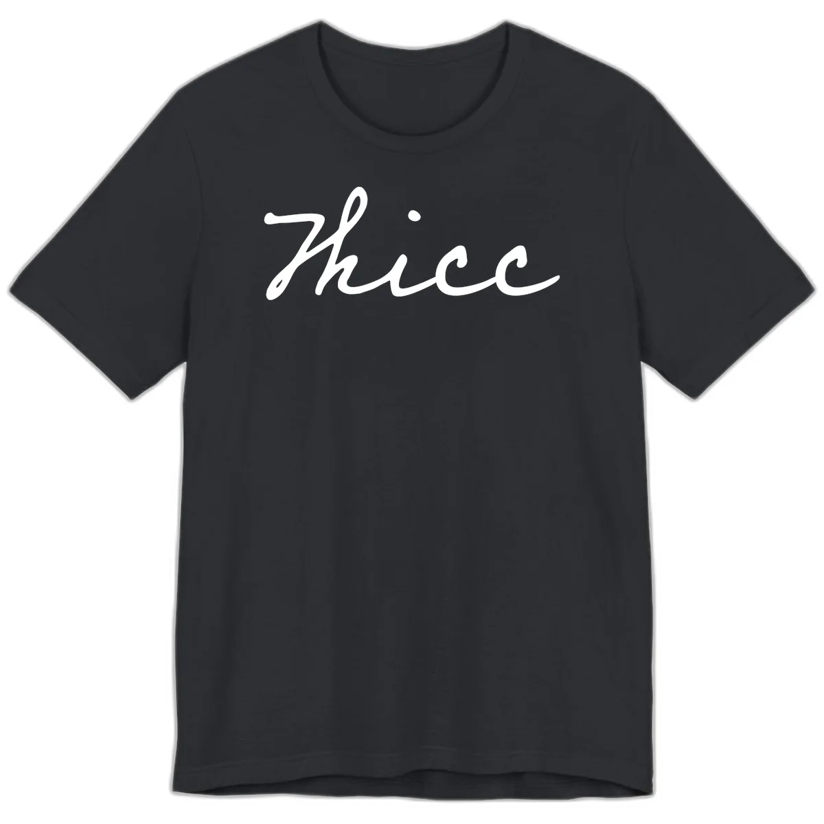 White cursive script spelling 'thee' with decorative dot on gray background in Vintage Black