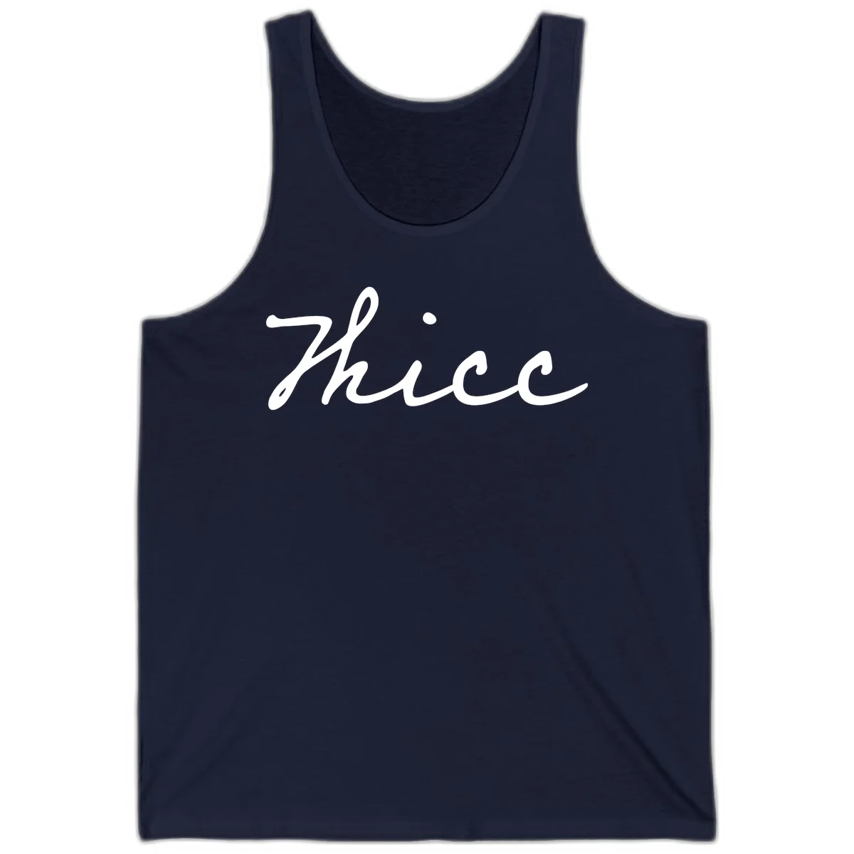 White cursive script spelling 'thee' with decorative dot on gray background in Navy
