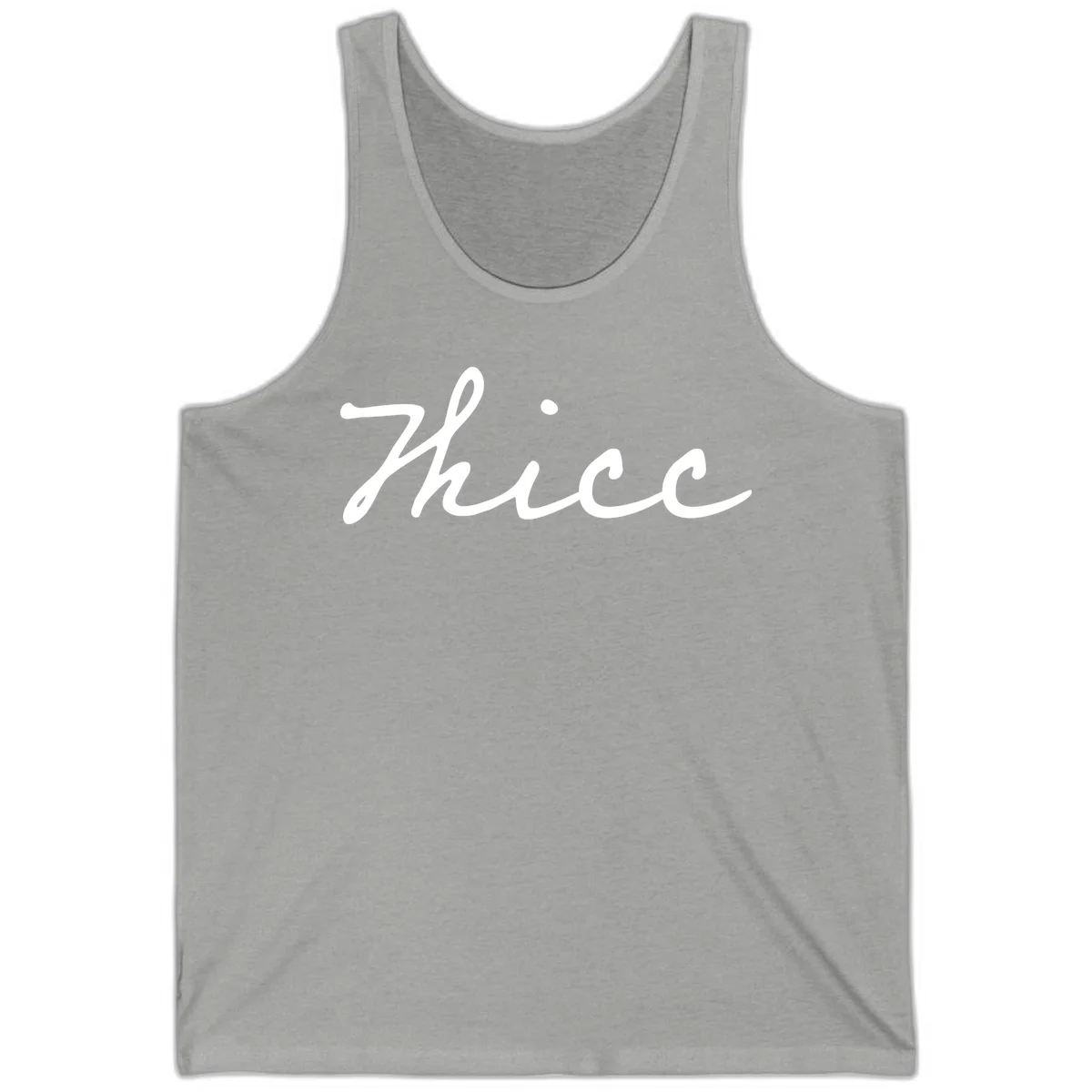 White cursive script spelling 'thee' with decorative dot on gray background in Athletic Heather