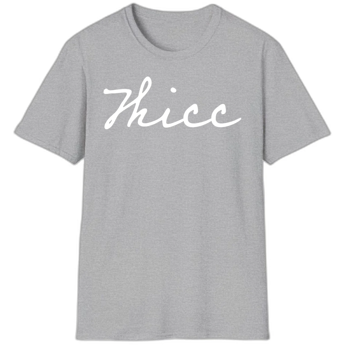 White cursive script spelling 'thee' with decorative dot on gray background in Sport Grey