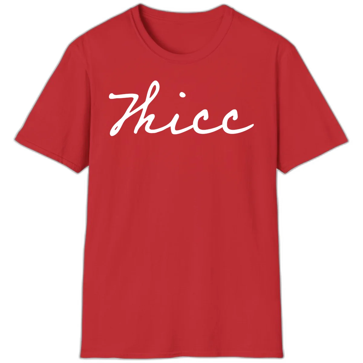 White cursive script spelling 'thee' with decorative dot on gray background in Red