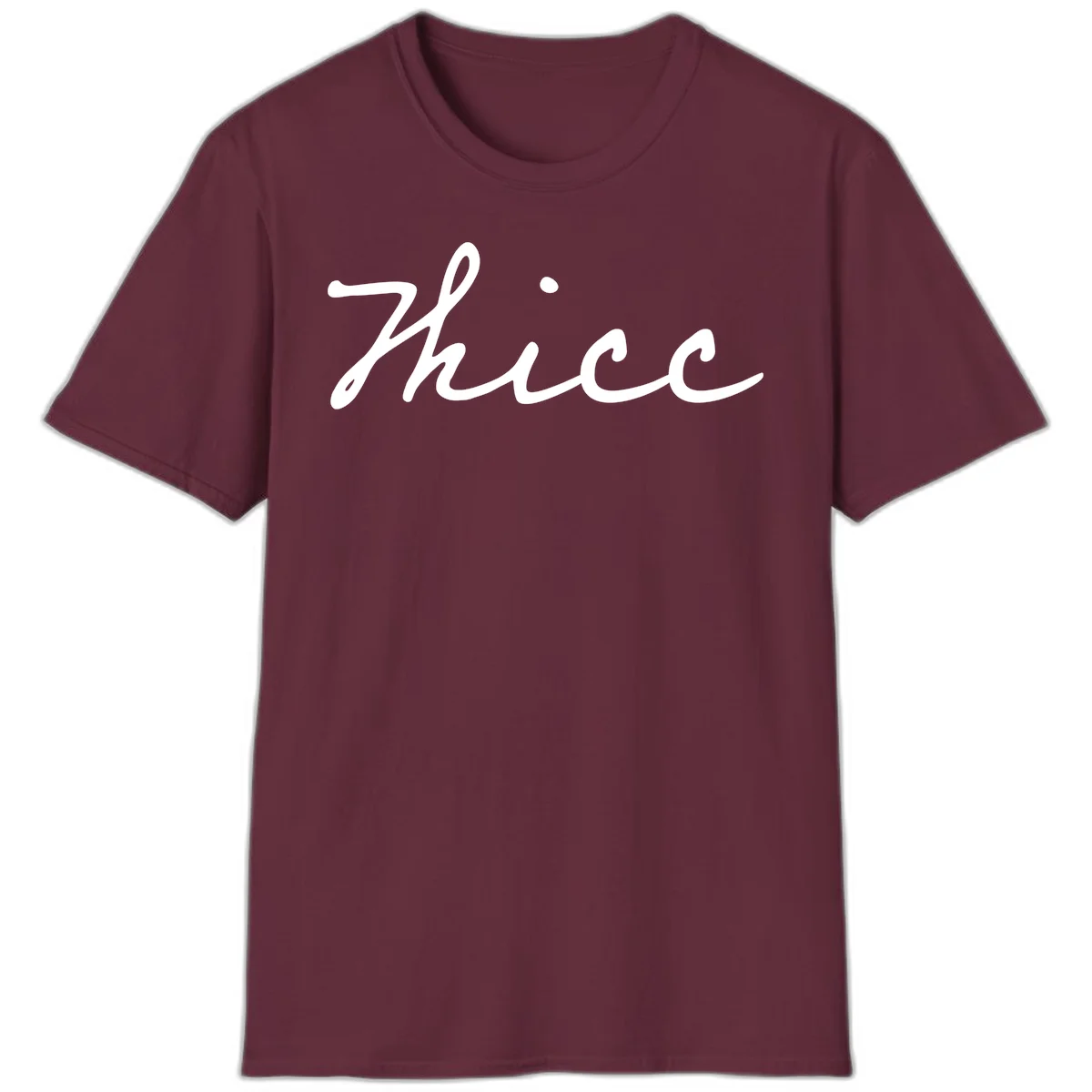White cursive script spelling 'thee' with decorative dot on gray background in Maroon