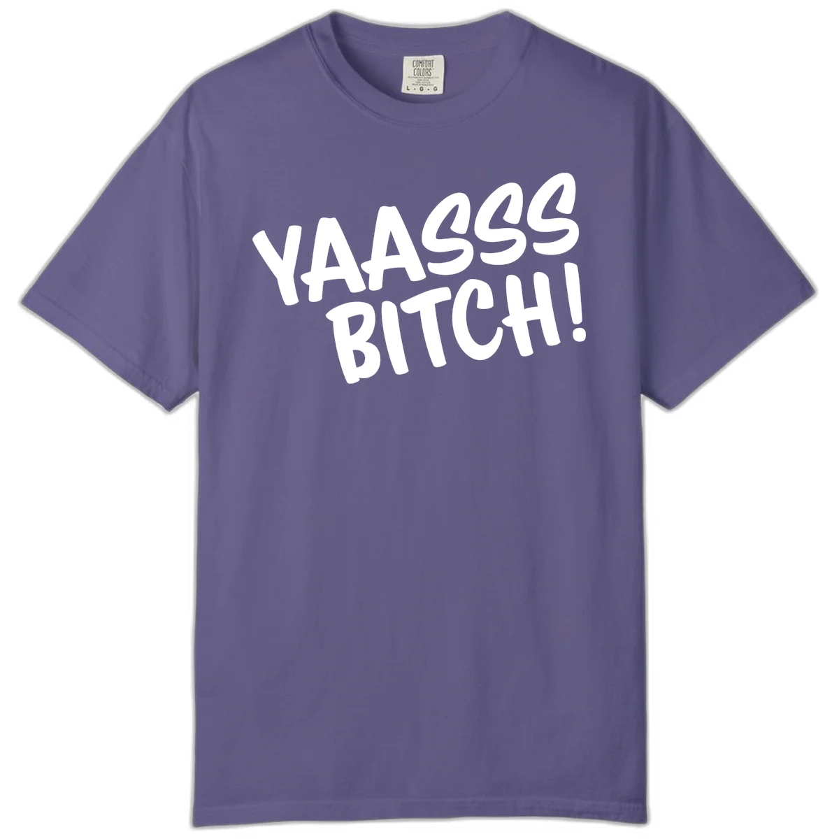 White bold text reading 'YA455 BITCH!' with exclamation mark on gray background, ya455 bitch attitude design in Grape