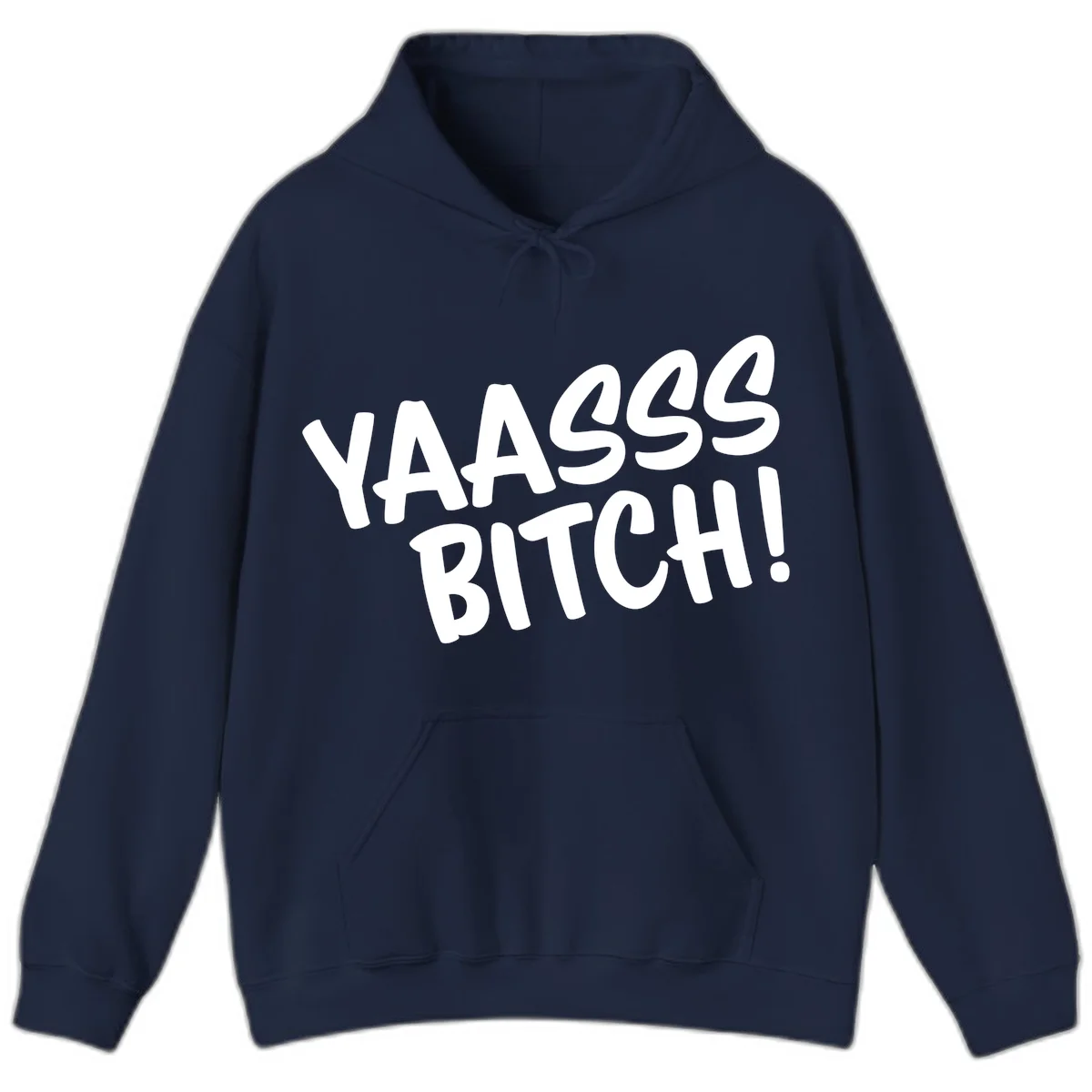 White bold text reading 'YA455 BITCH!' with exclamation mark on gray background, ya455 bitch attitude design in Navy