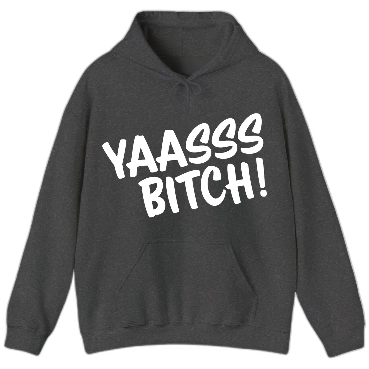 White bold text reading 'YA455 BITCH!' with exclamation mark on gray background, ya455 bitch attitude design in Dark Heather