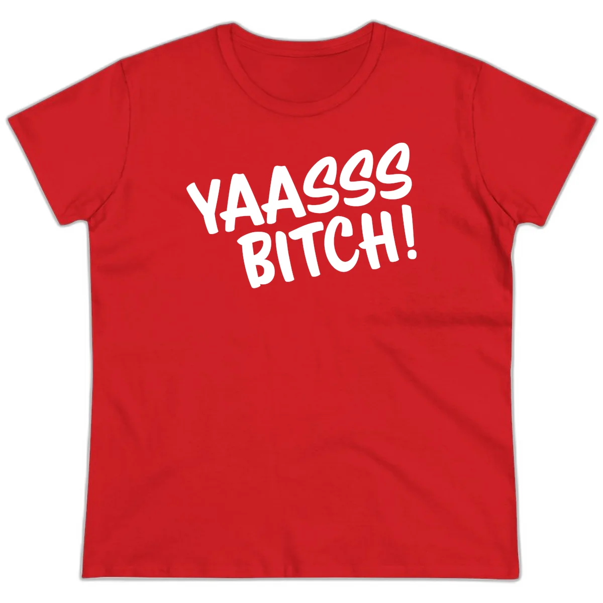 White bold text reading 'YA455 BITCH!' with exclamation mark on gray background, ya455 bitch attitude design in Red