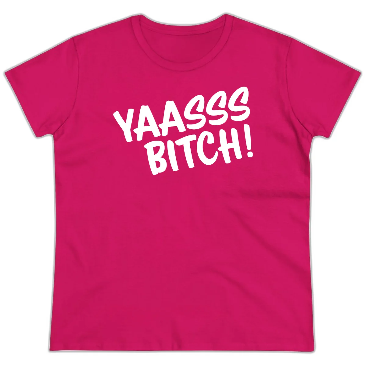 White bold text reading 'YA455 BITCH!' with exclamation mark on gray background, ya455 bitch attitude design in Heliconia