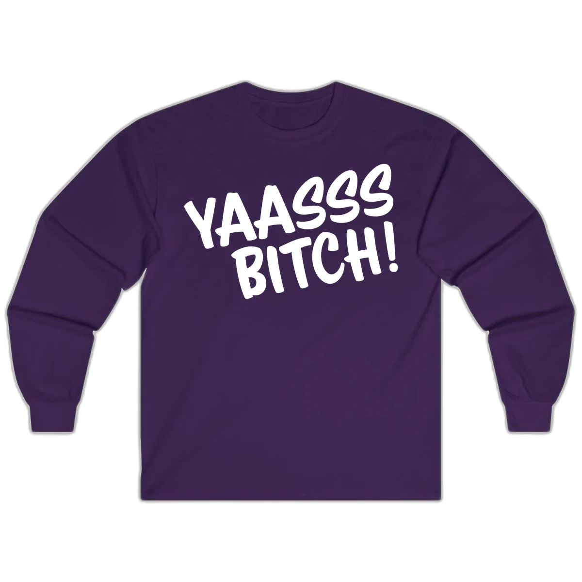 White bold text reading 'YA455 BITCH!' with exclamation mark on gray background, ya455 bitch attitude design in Purple
