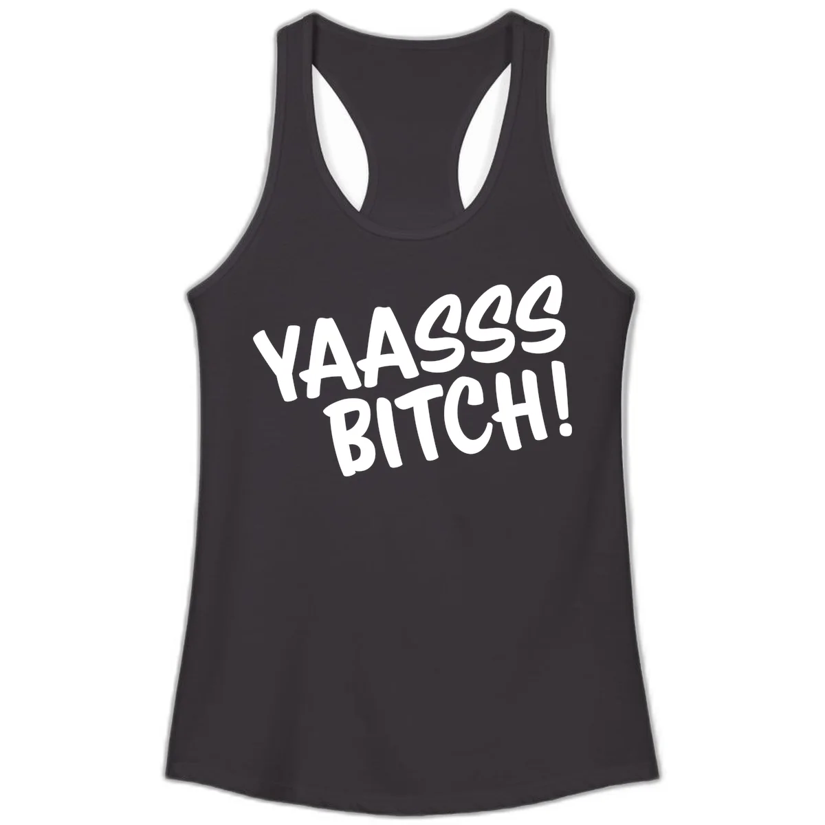White bold text reading 'YA455 BITCH!' with exclamation mark on gray background, ya455 bitch attitude design in Black