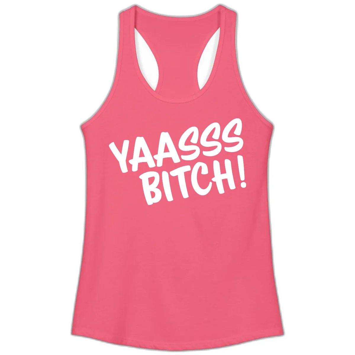 White bold text reading 'YA455 BITCH!' with exclamation mark on gray background, ya455 bitch attitude design in Hot Pink