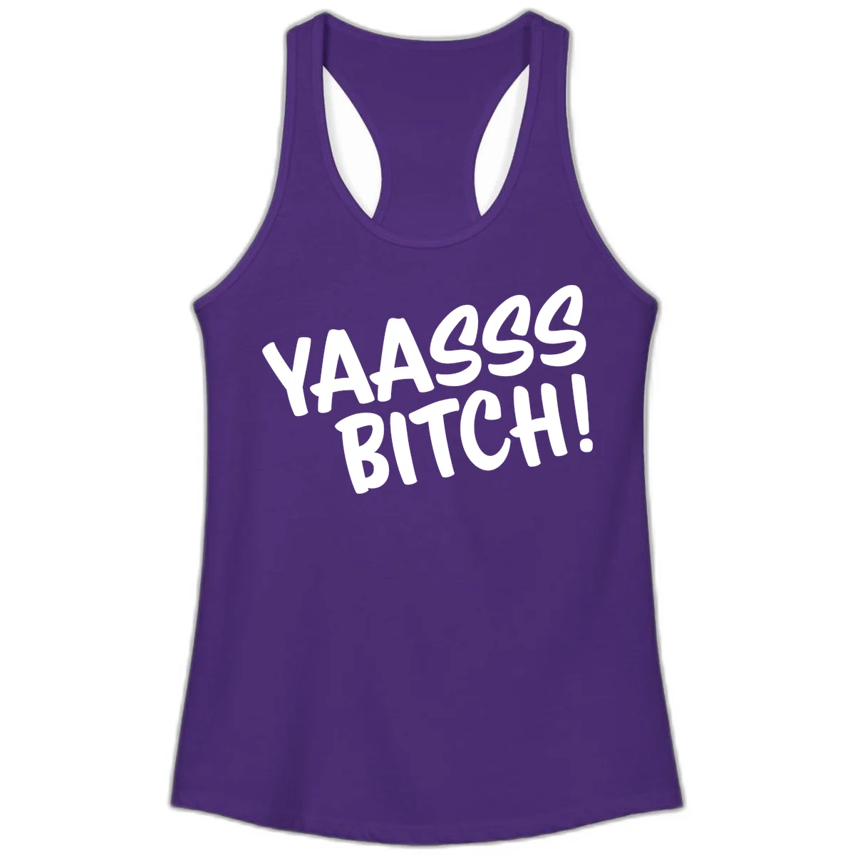 White bold text reading 'YA455 BITCH!' with exclamation mark on gray background, ya455 bitch attitude design in Solid Purple Rush