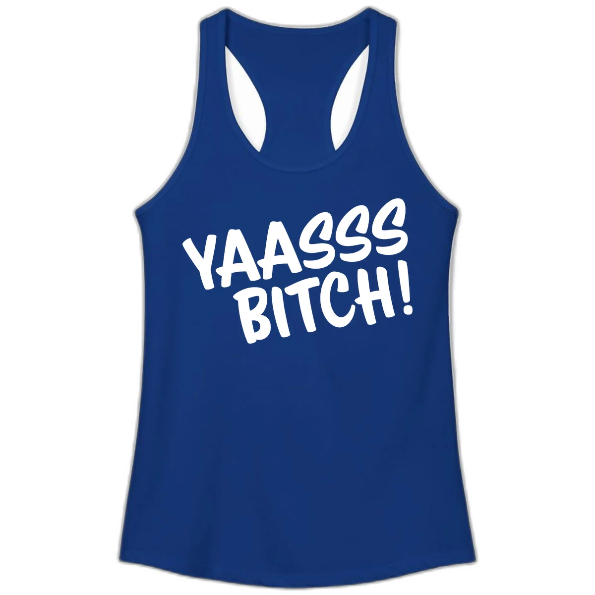 White bold text reading 'YA455 BITCH!' with exclamation mark on gray background, ya455 bitch attitude design in Solid Royal