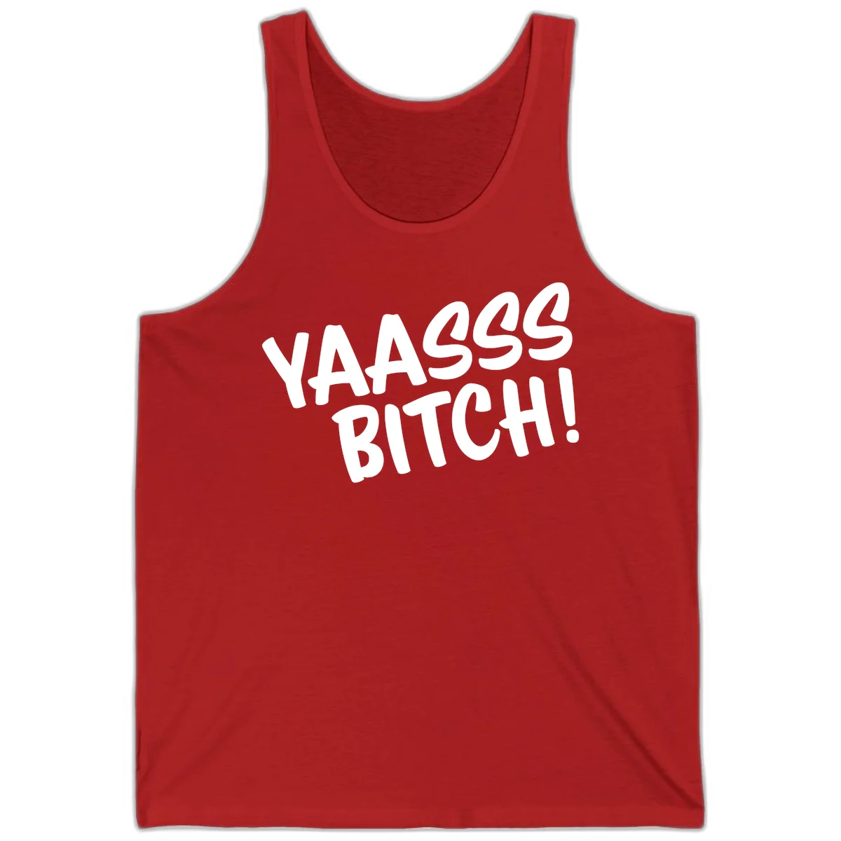 White bold text reading 'YA455 BITCH!' with exclamation mark on gray background, ya455 bitch attitude design in Red