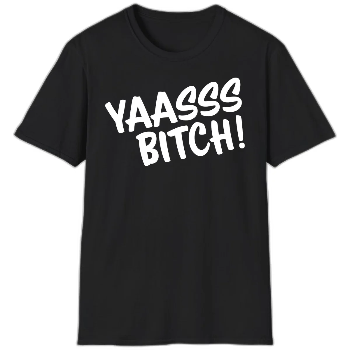 White bold text reading 'YA455 BITCH!' with exclamation mark on gray background, ya455 bitch attitude design in Black