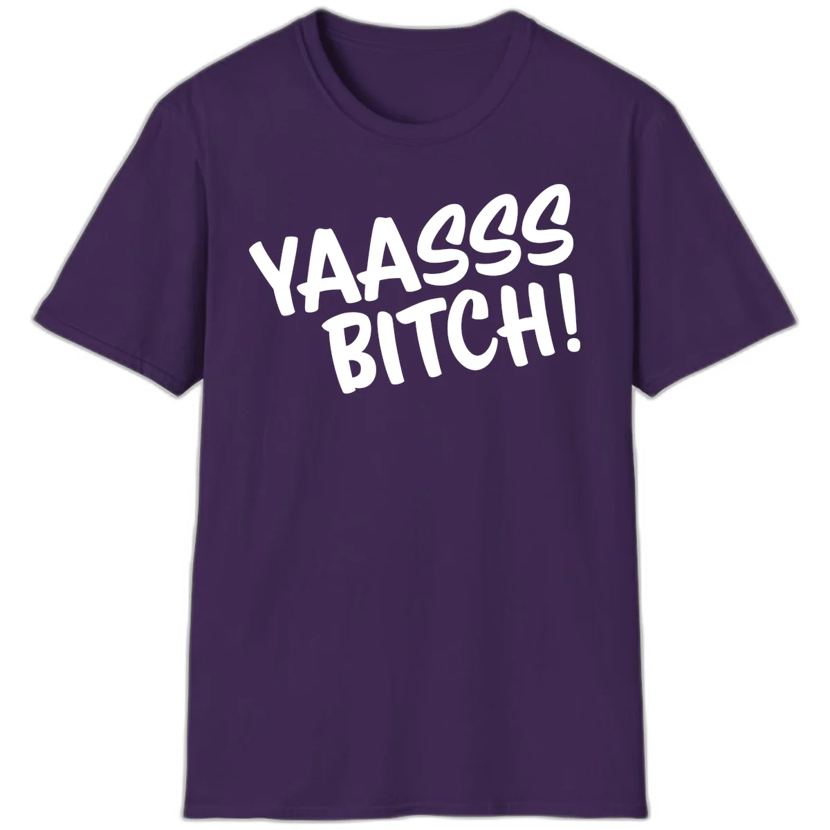 White bold text reading 'YA455 BITCH!' with exclamation mark on gray background, ya455 bitch attitude design in Purple