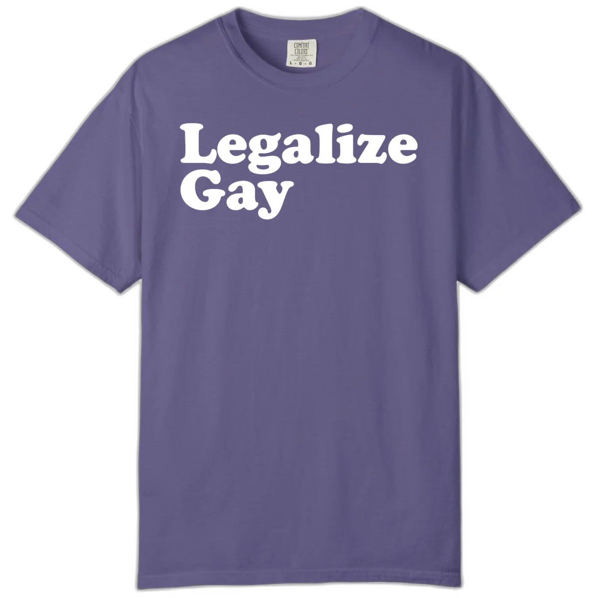 Bold white serif text reading 'Legalize Gay' on gray background - legalize-gay-pride statement design in Grape