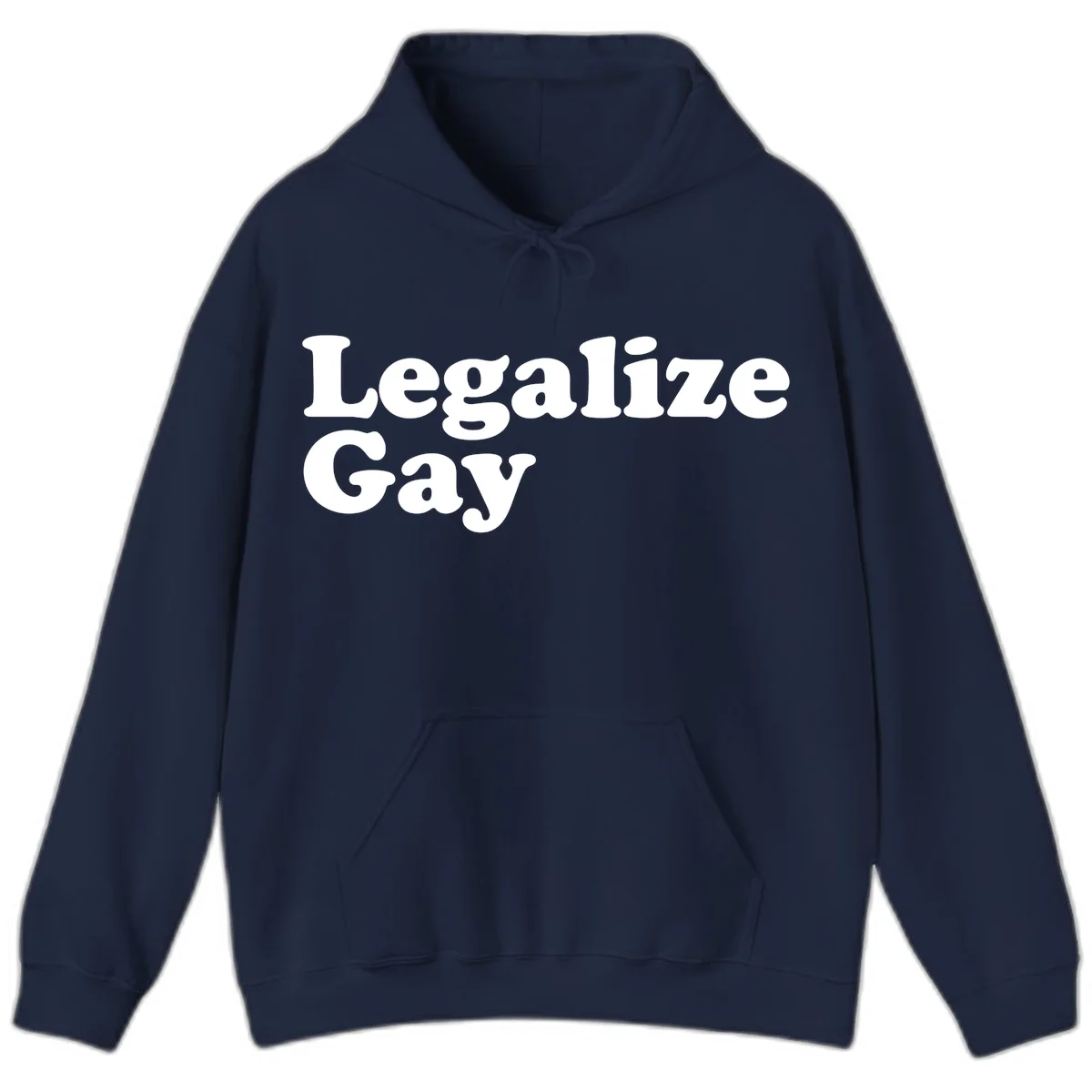 Bold white serif text reading 'Legalize Gay' on gray background - legalize-gay-pride statement design in Navy