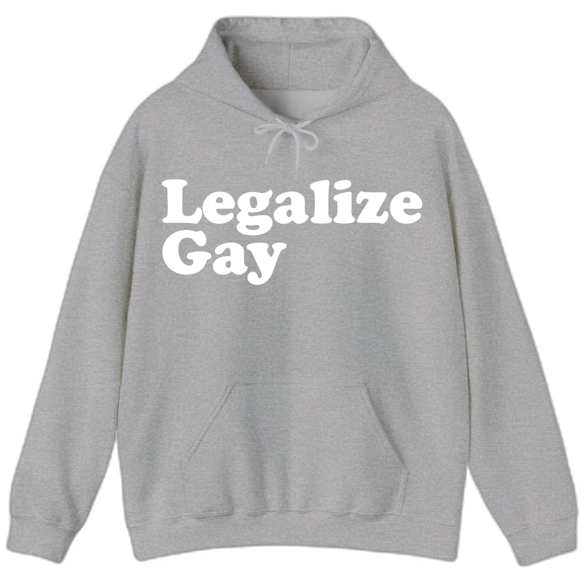 Bold white serif text reading 'Legalize Gay' on gray background - legalize-gay-pride statement design in Sport Grey
