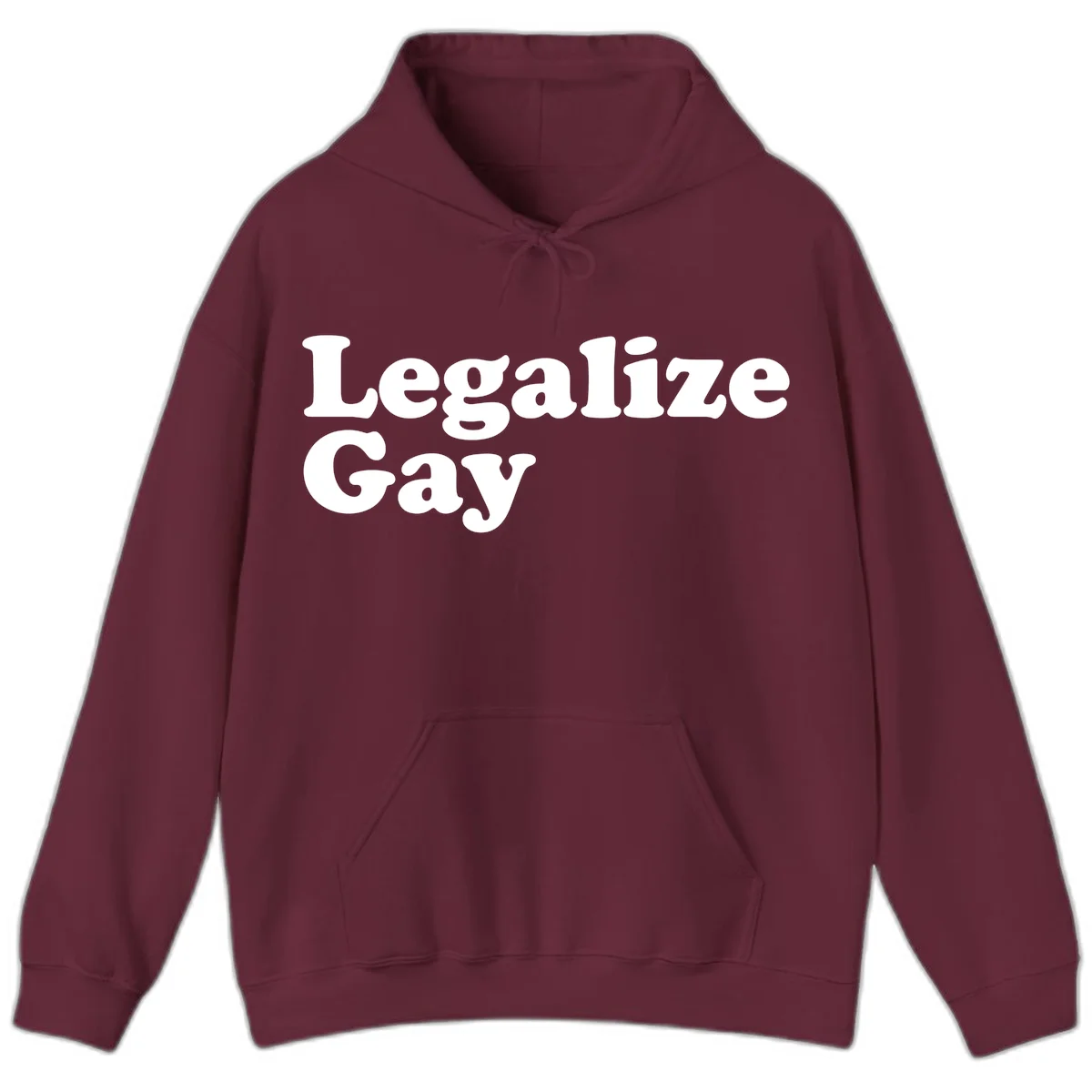 Bold white serif text reading 'Legalize Gay' on gray background - legalize-gay-pride statement design in Maroon