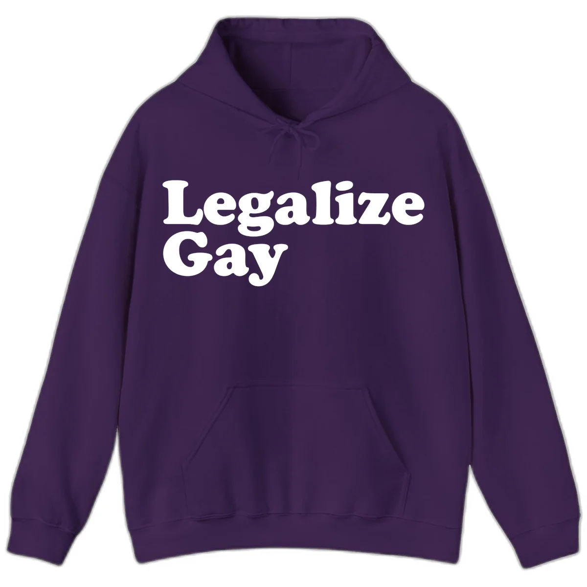 Bold white serif text reading 'Legalize Gay' on gray background - legalize-gay-pride statement design in Purple