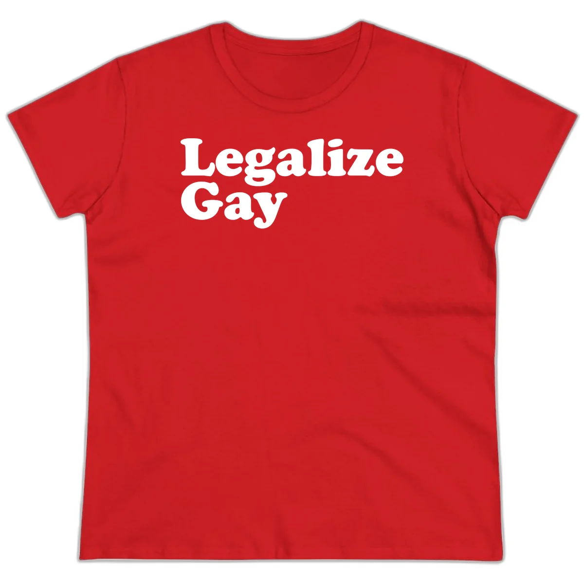 Bold white serif text reading 'Legalize Gay' on gray background - legalize-gay-pride statement design in Red